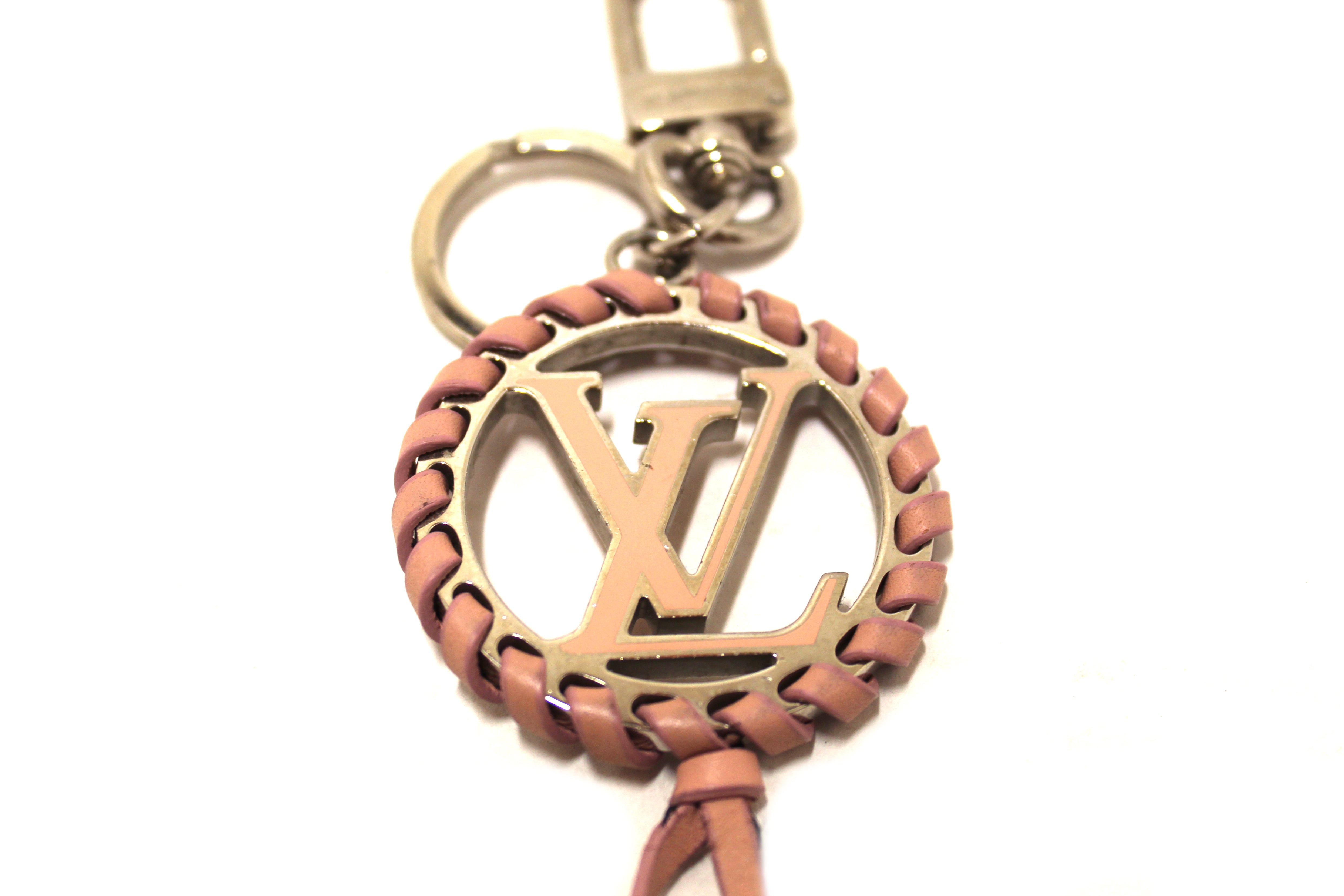 Authentic Louis Vuitton Silver Pink Very Key Ring & Bag Charm