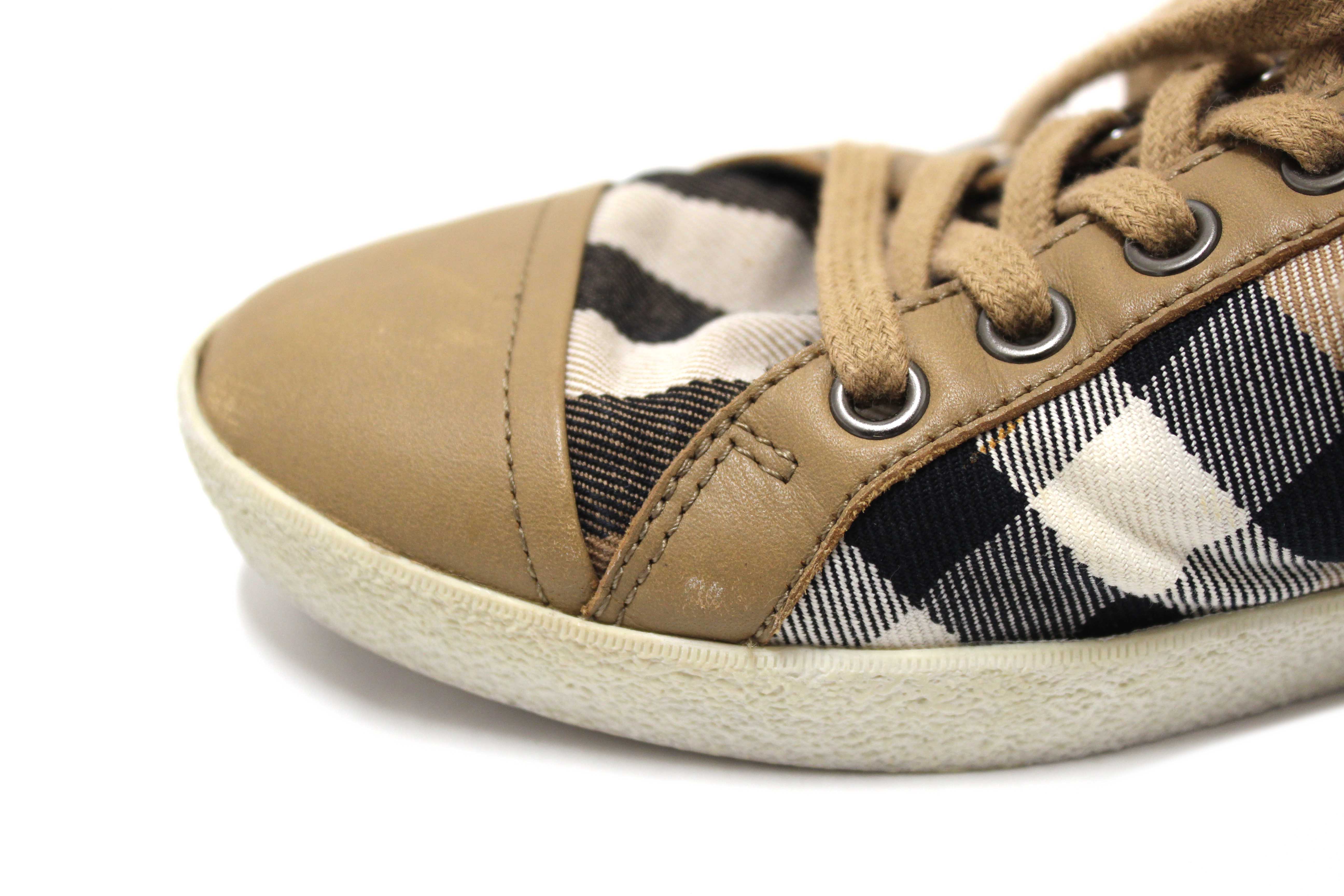 Authentic Burberry House Check Pattern Canvas Sneakers Size 39