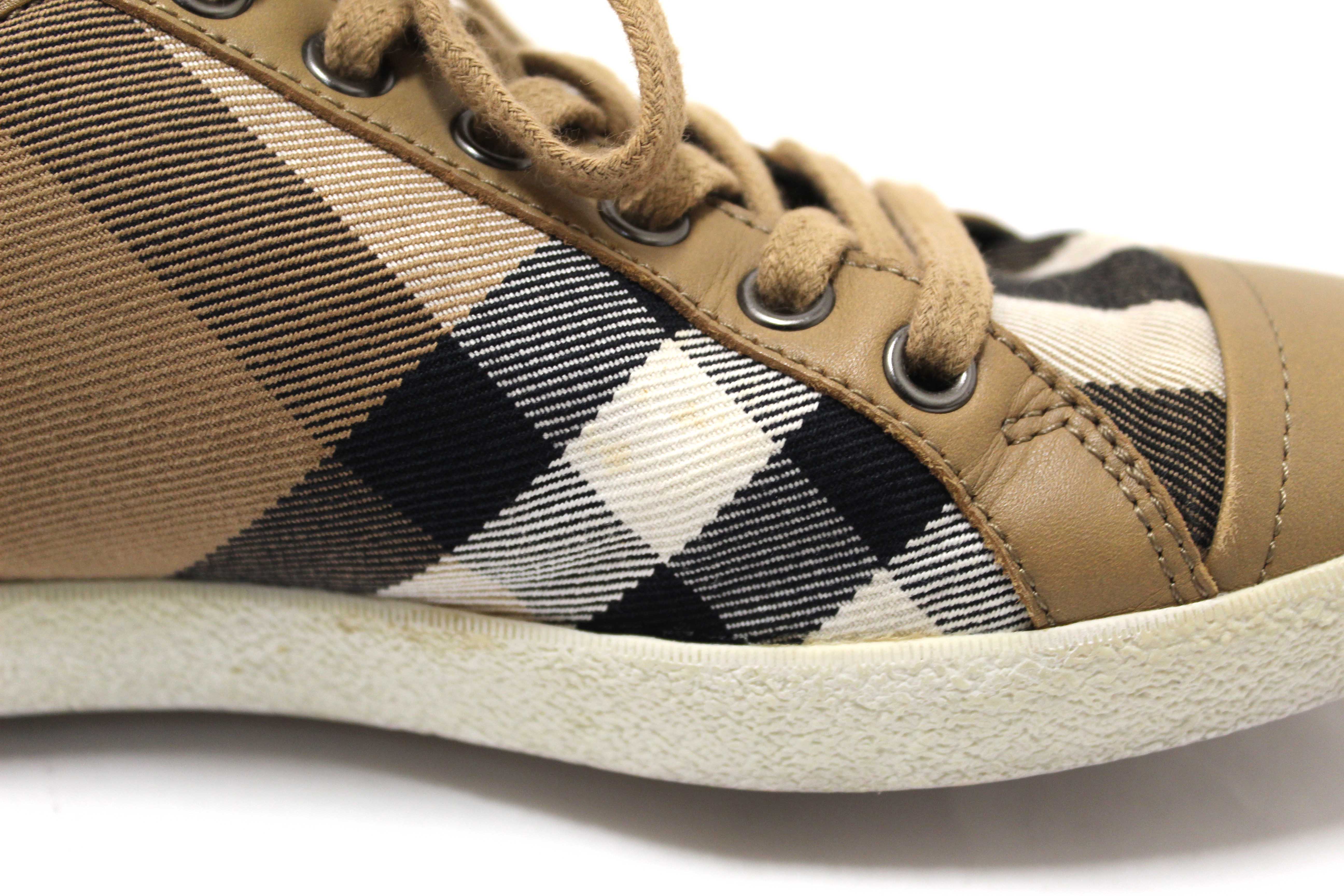 Authentic Burberry House Check Pattern Canvas Sneakers Size 39