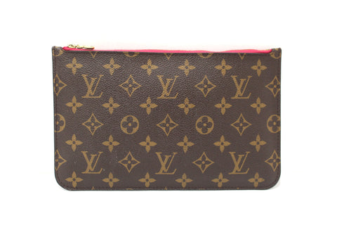 Authentic Louis Vuitton Classic Monogram Canvas Neverfull Pouch Pochette