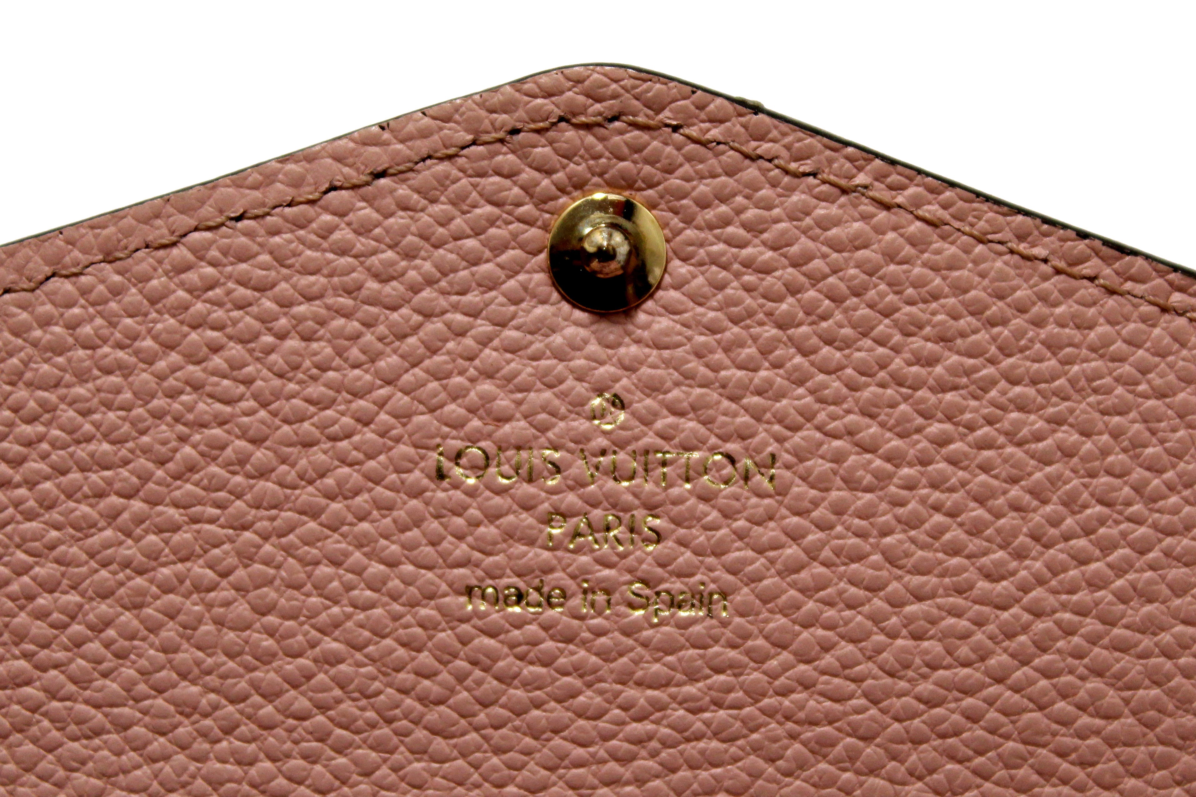 Authentic Louis Vuitton Pink Monogram Empreinte Leather Sarah Wallet