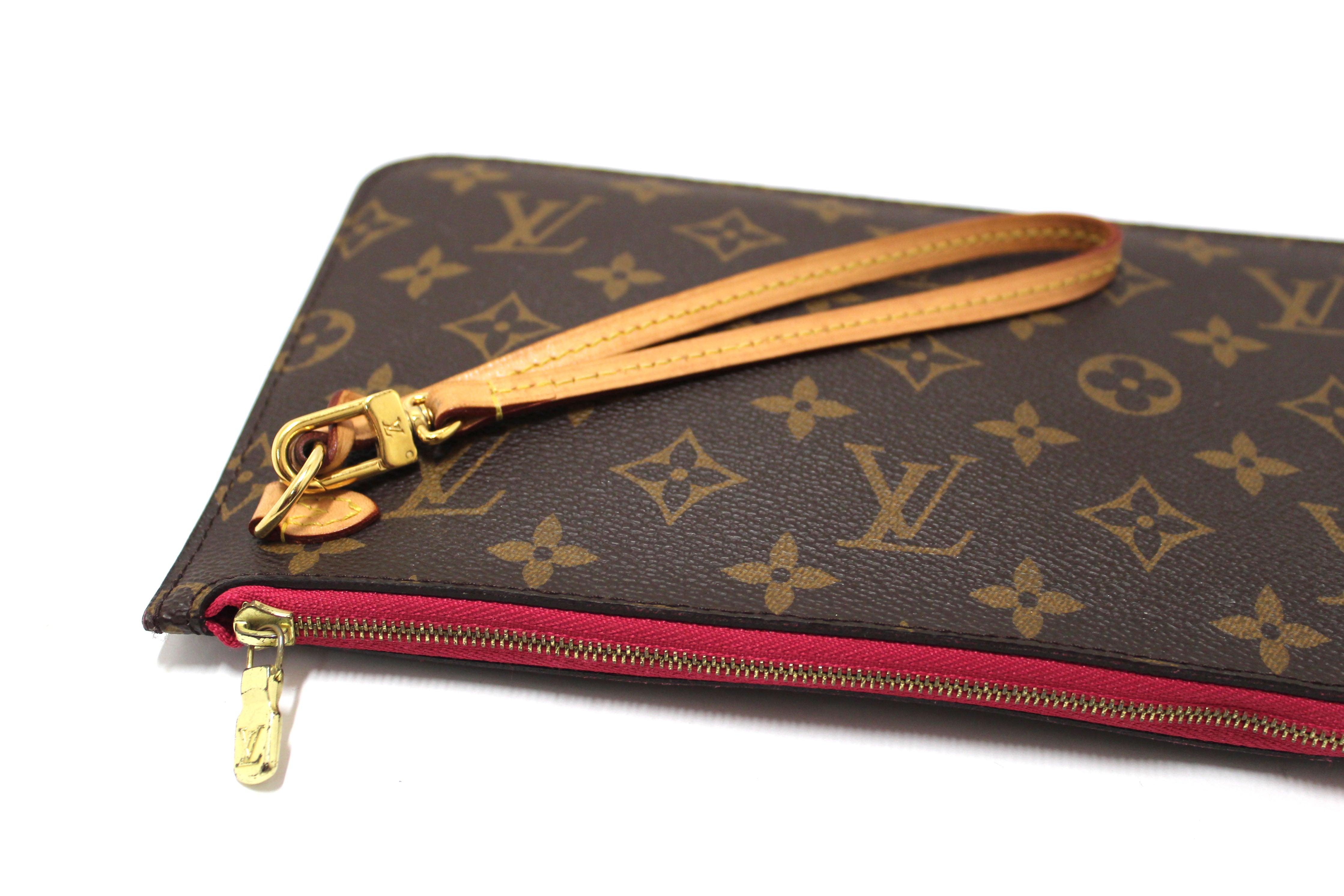 Authentic Louis Vuitton Classic Monogram Canvas Neverfull Pouch Pochette