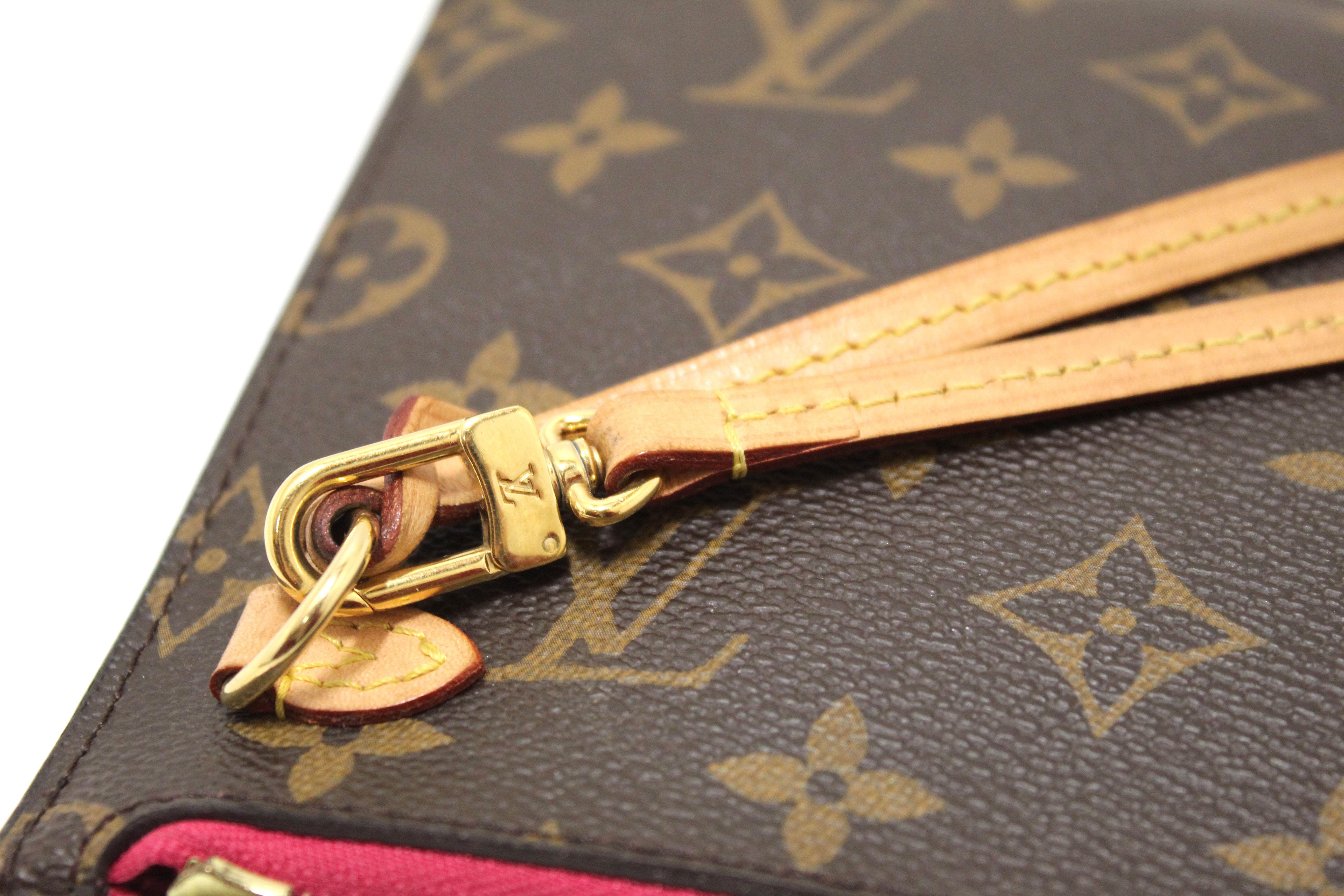 Authentic Louis Vuitton Classic Monogram Canvas Neverfull Pouch Pochette