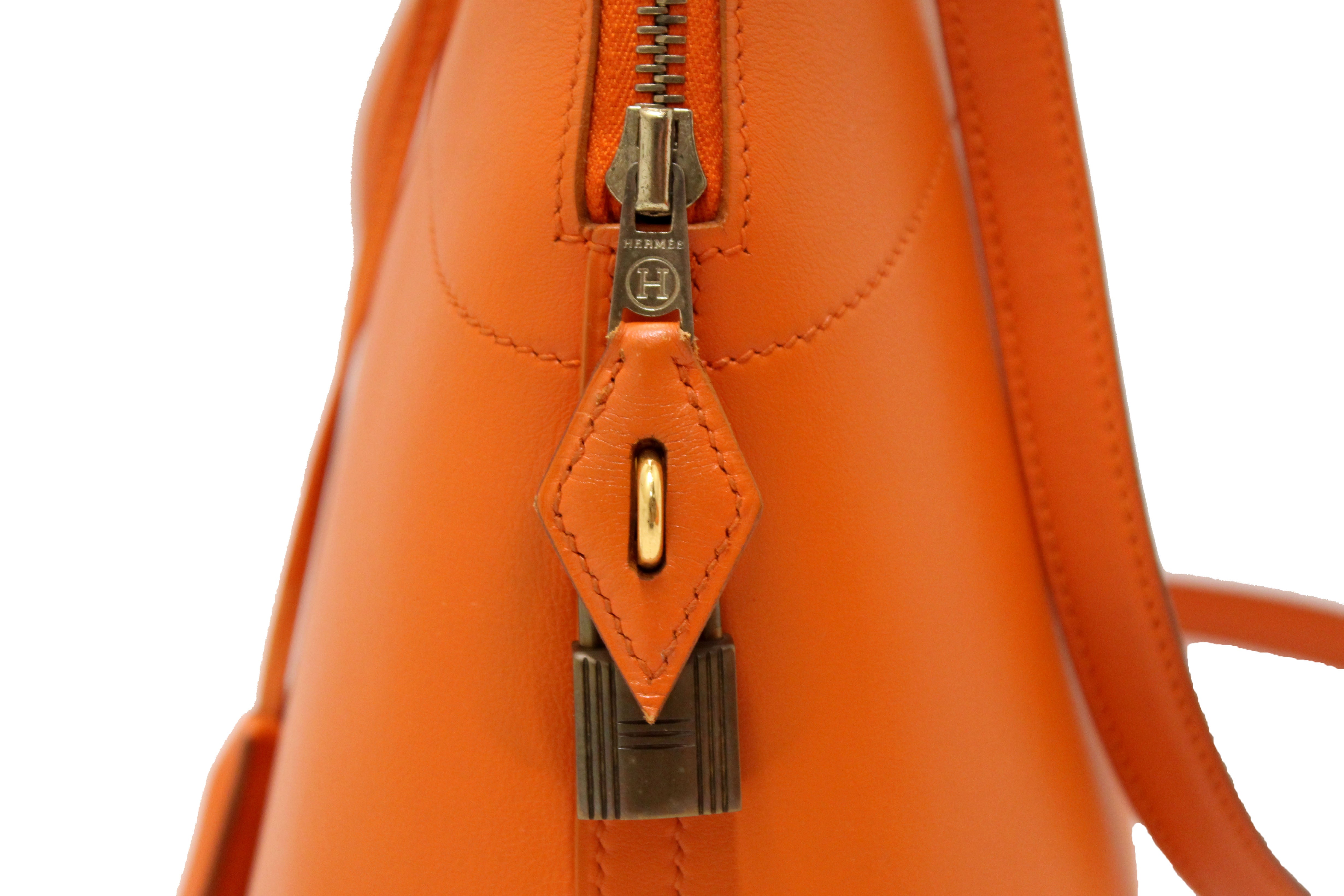 HERMES Brique red orange Box leather BOLIDE 31 Bag at 1stDibs