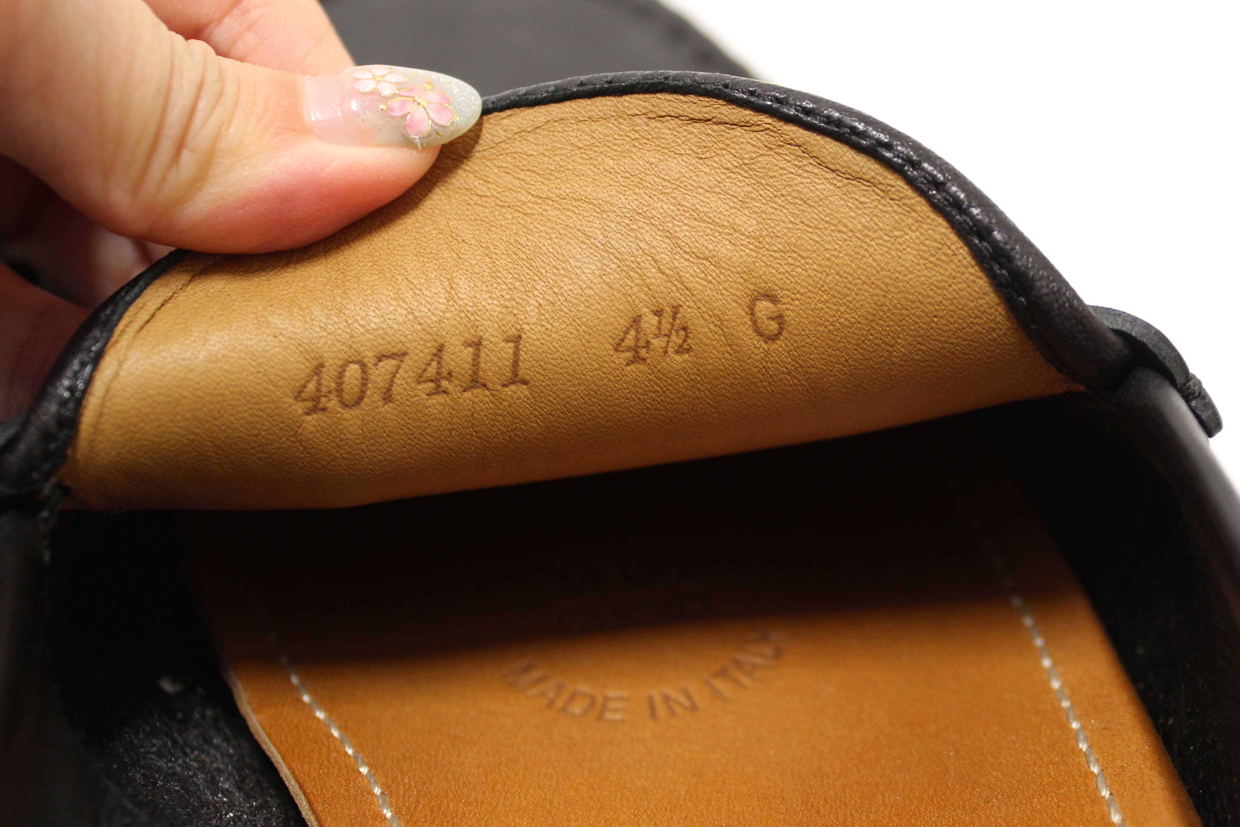 Authentic Gucci Black Calf Leather Kid's Driver with Web Detail Loafers Size 4.5