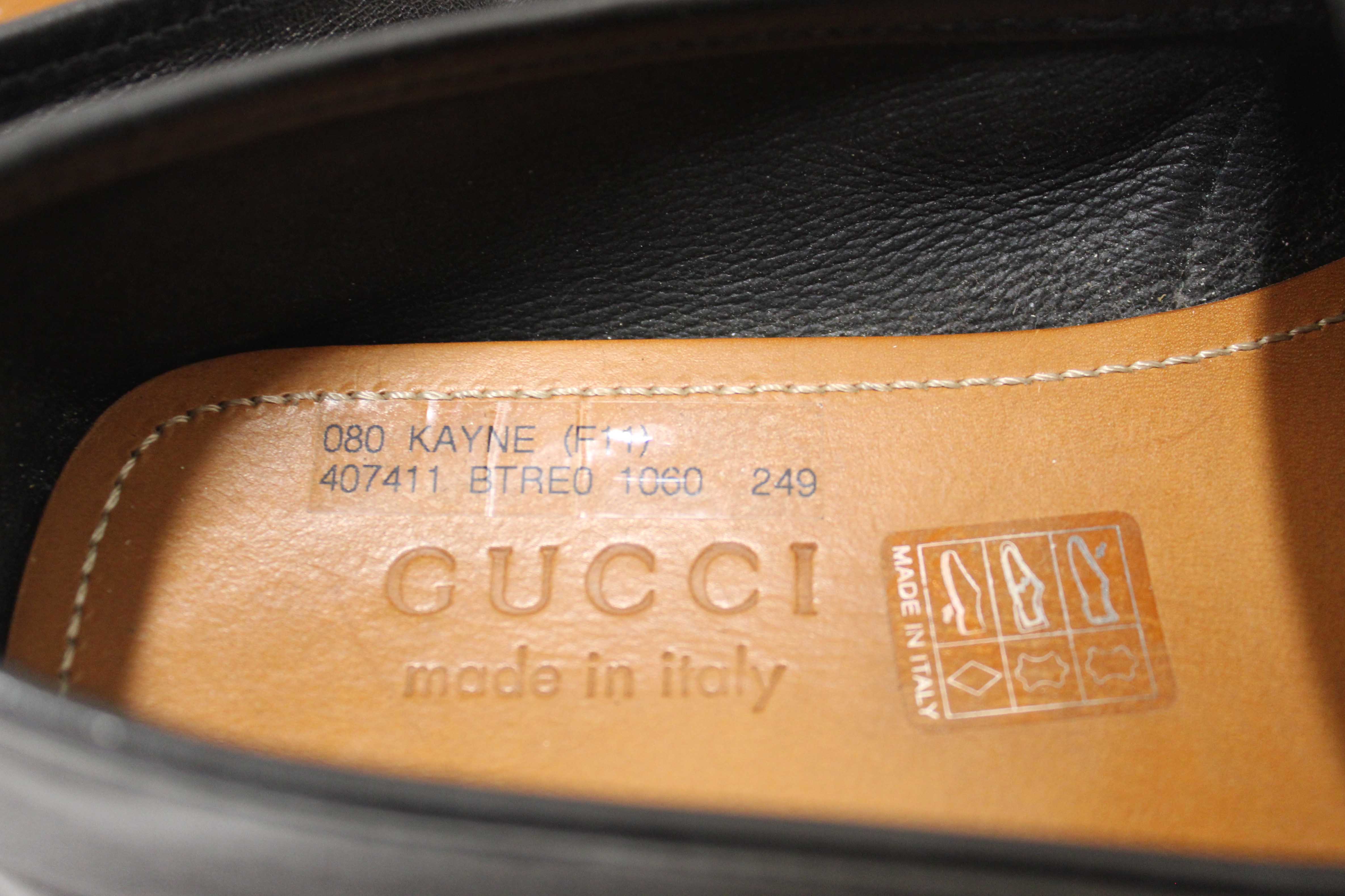 Authentic Gucci Black Calf Leather Kid's Driver with Web Detail Loafers Size 4.5