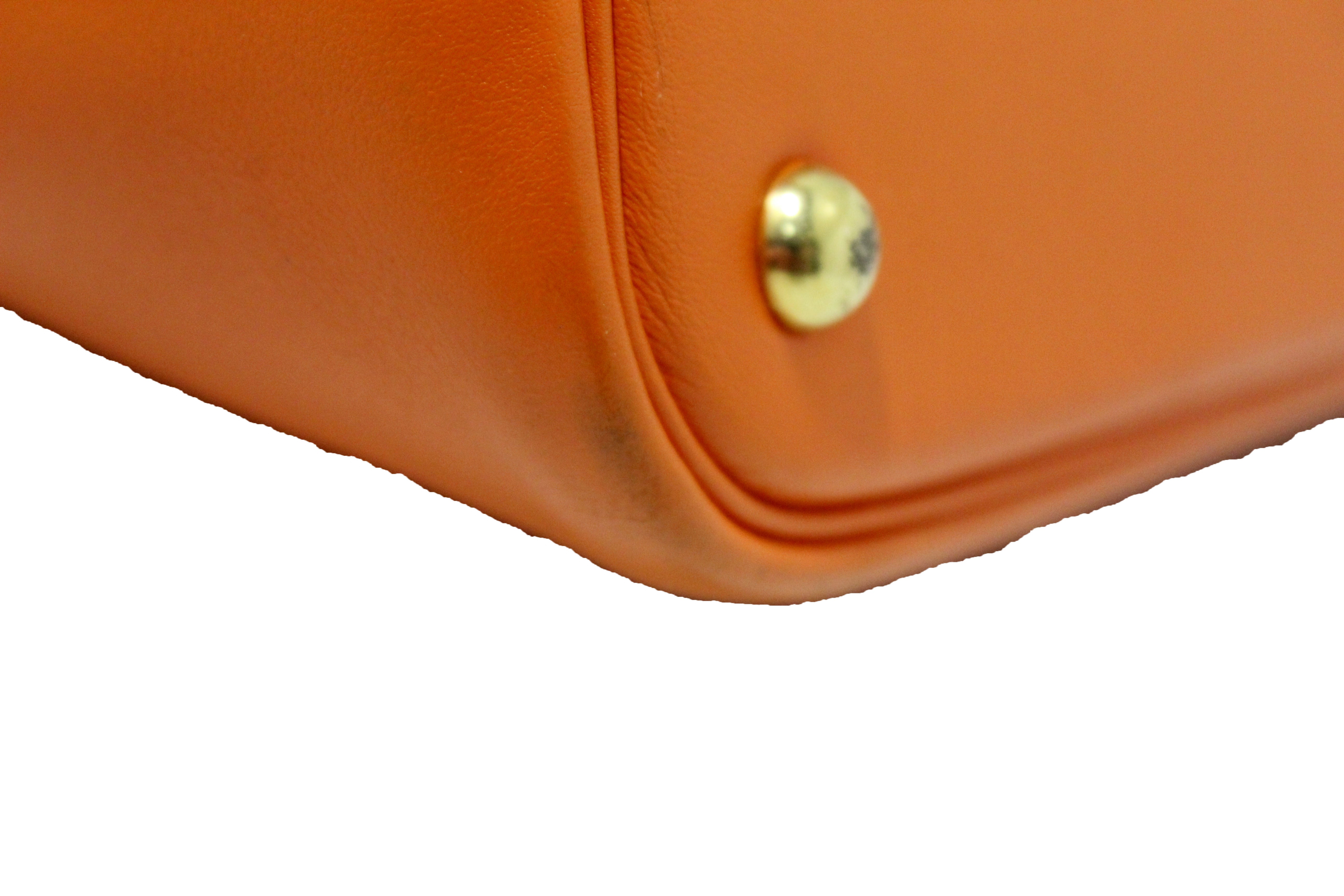 Hermes Orange Togo Leather Bolide 31 Bag
