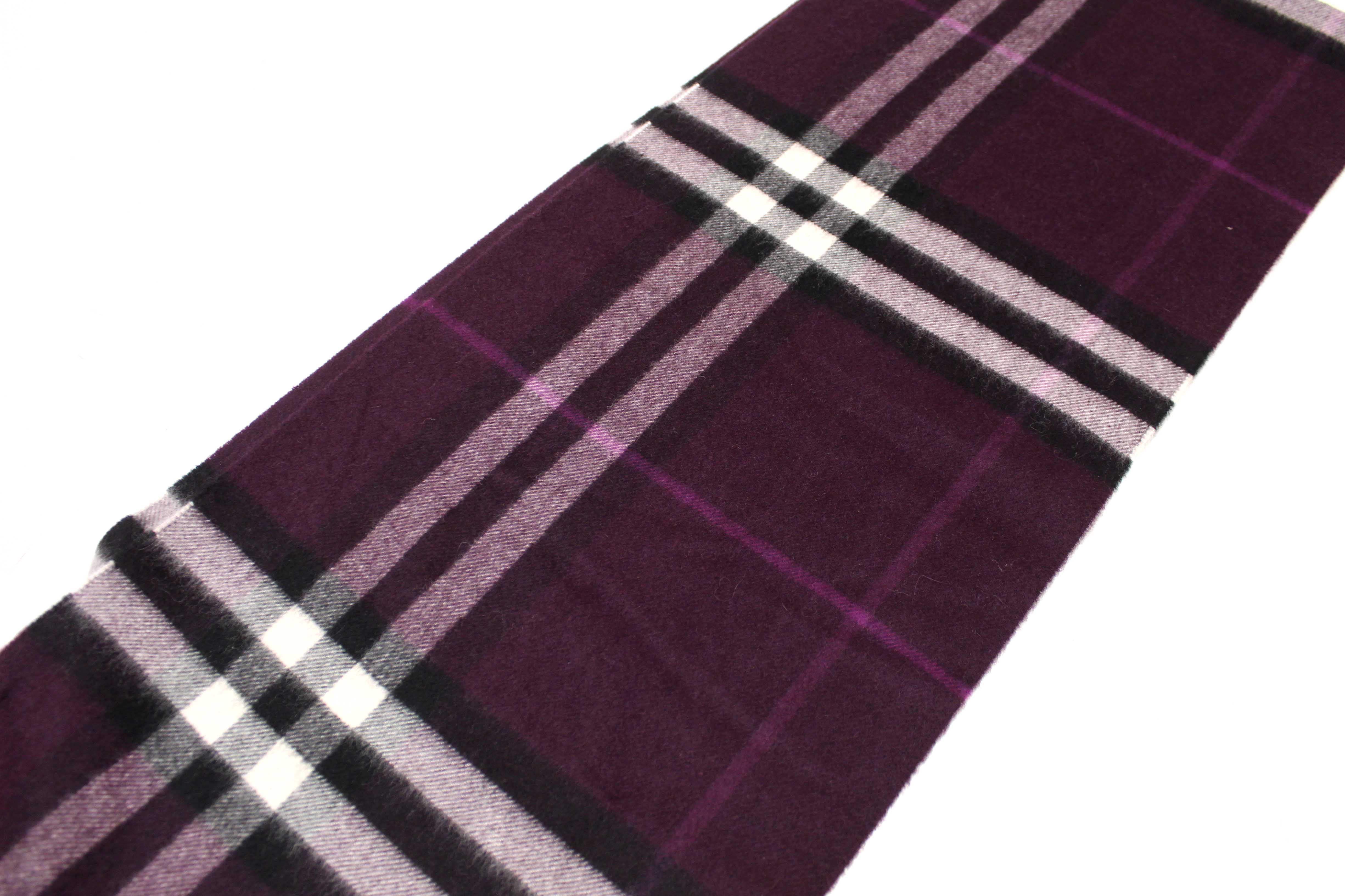 Authentic NEW Burberry Purple Plaid Cashmere Scarf