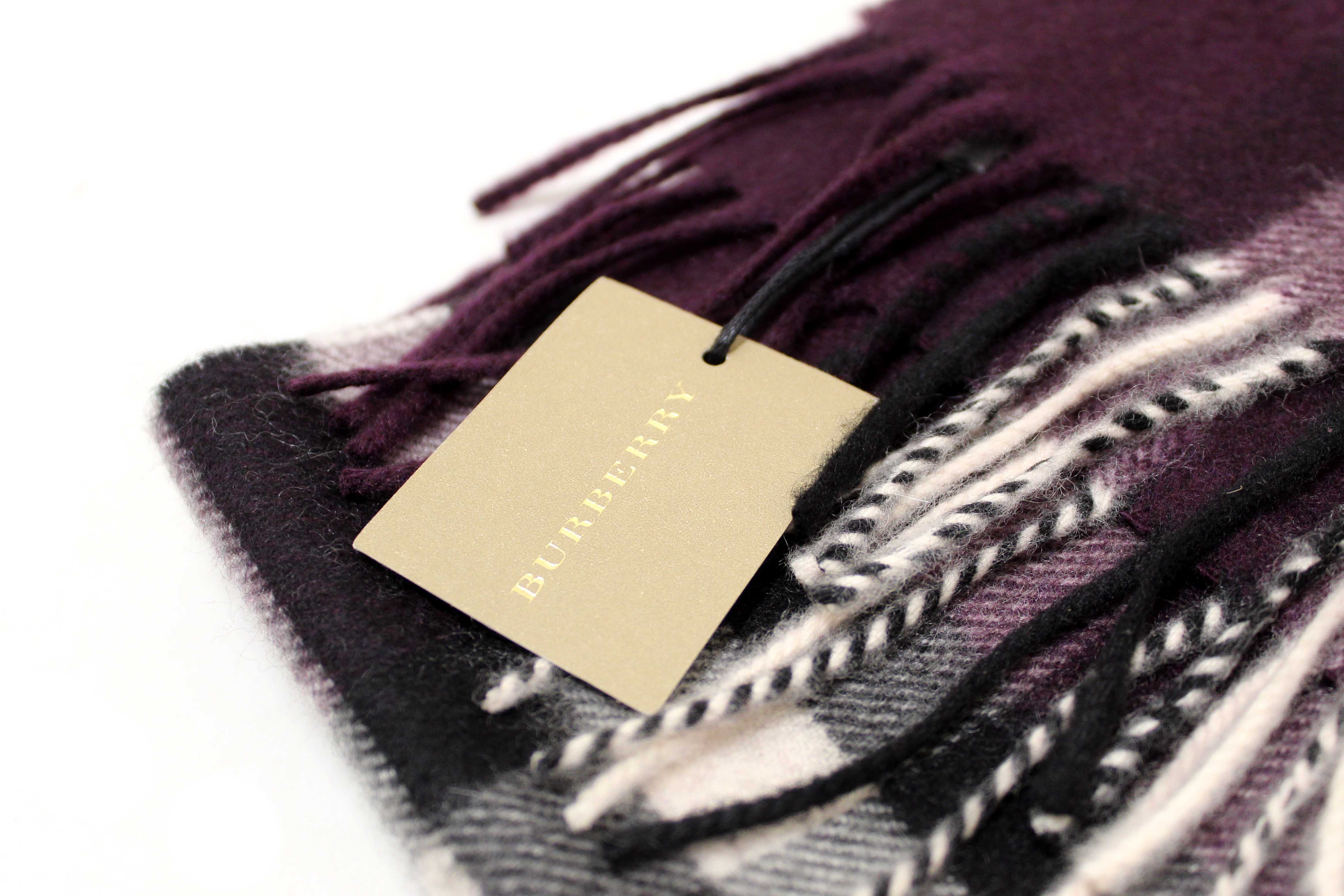 Authentic NEW Burberry Purple Plaid Cashmere Scarf