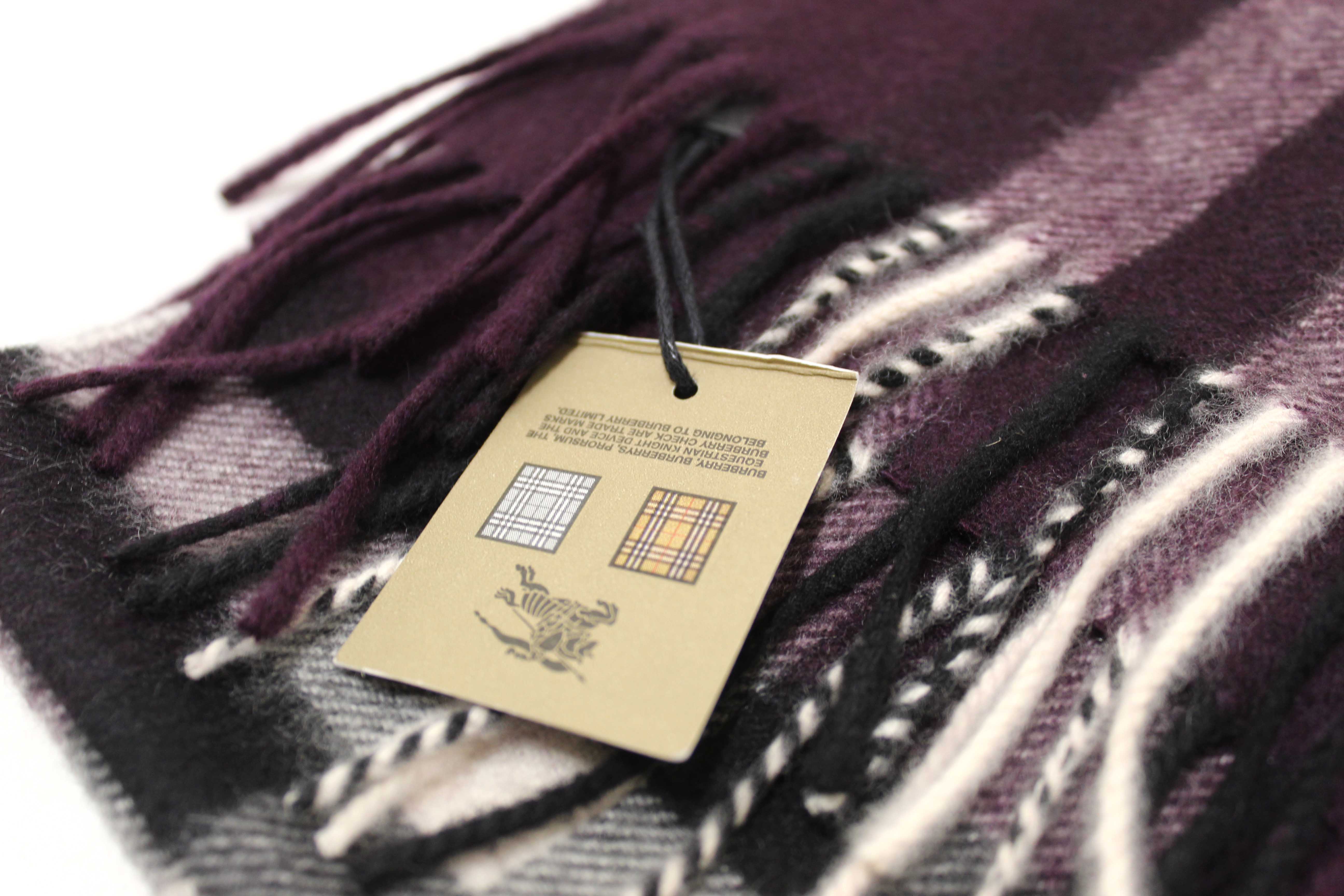 Authentic NEW Burberry Purple Plaid Cashmere Scarf