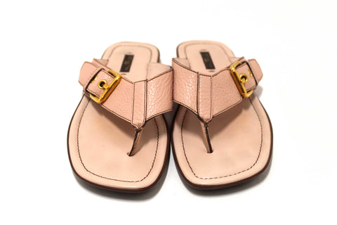 Authentic Louis Vuitton Pink Leather Thong Slipper Sandals Shoes Size 36