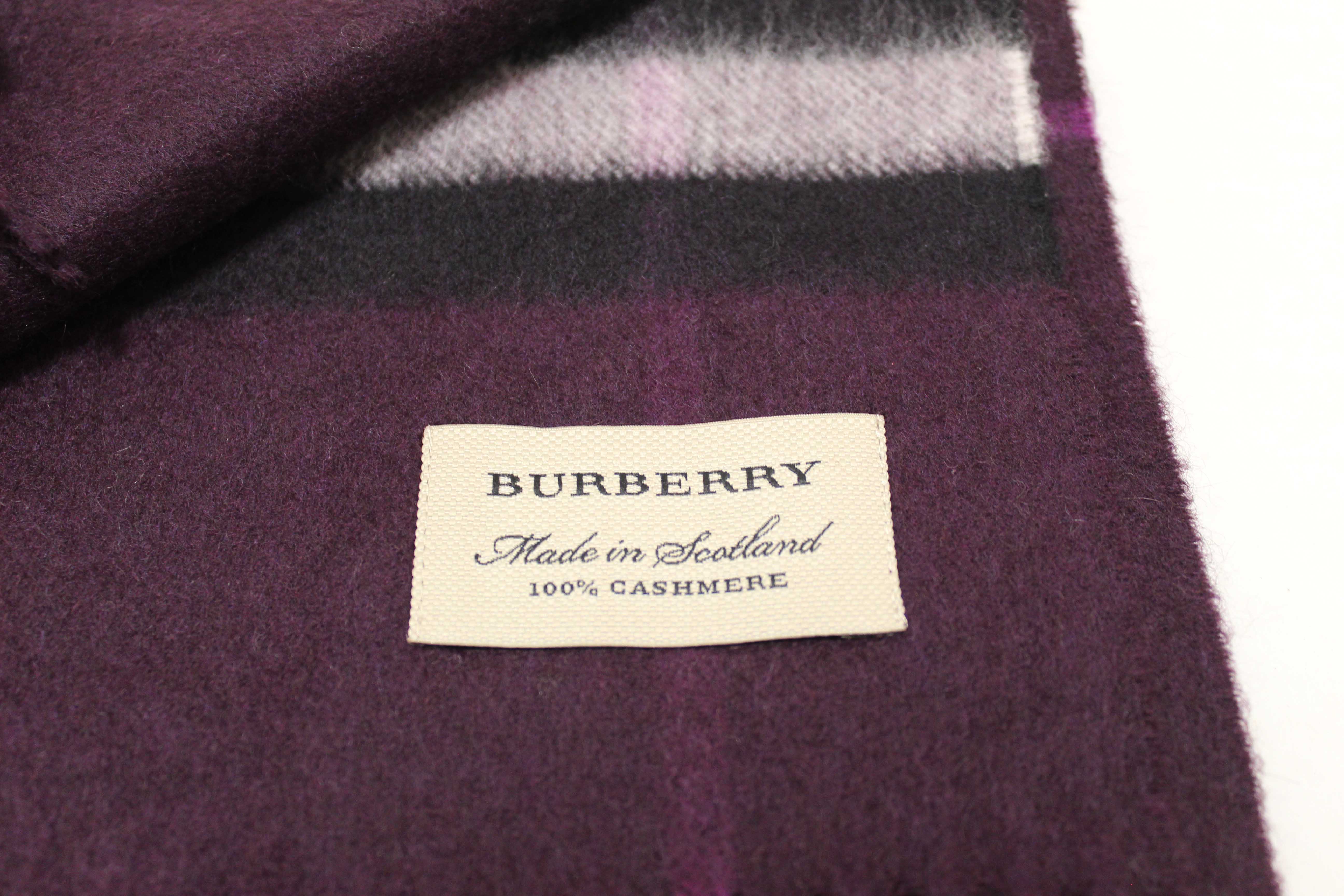 Authentic NEW Burberry Purple Plaid Cashmere Scarf