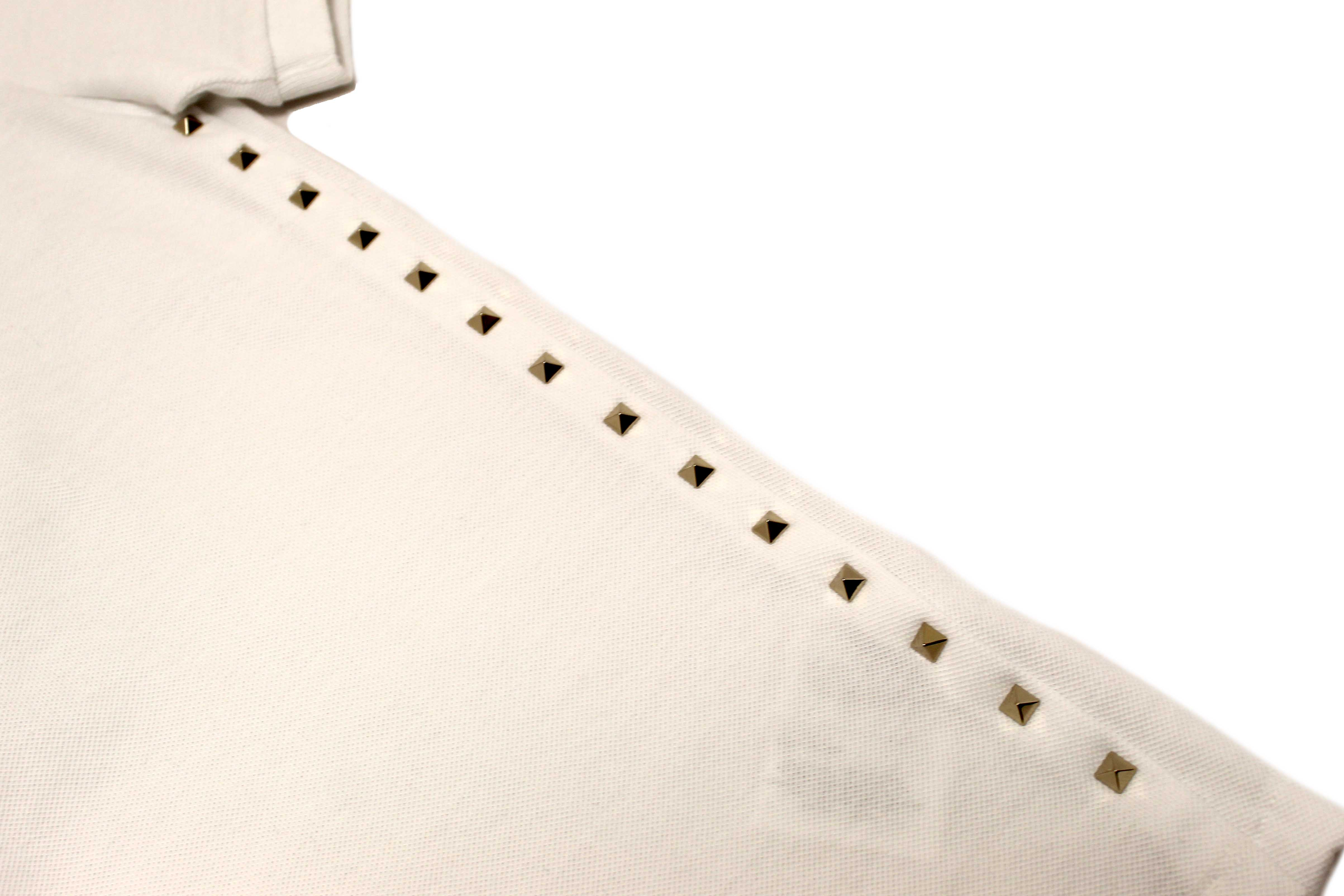 Authentic NEW Valentino Garavani White Cotton Studded Polo Shirt size L