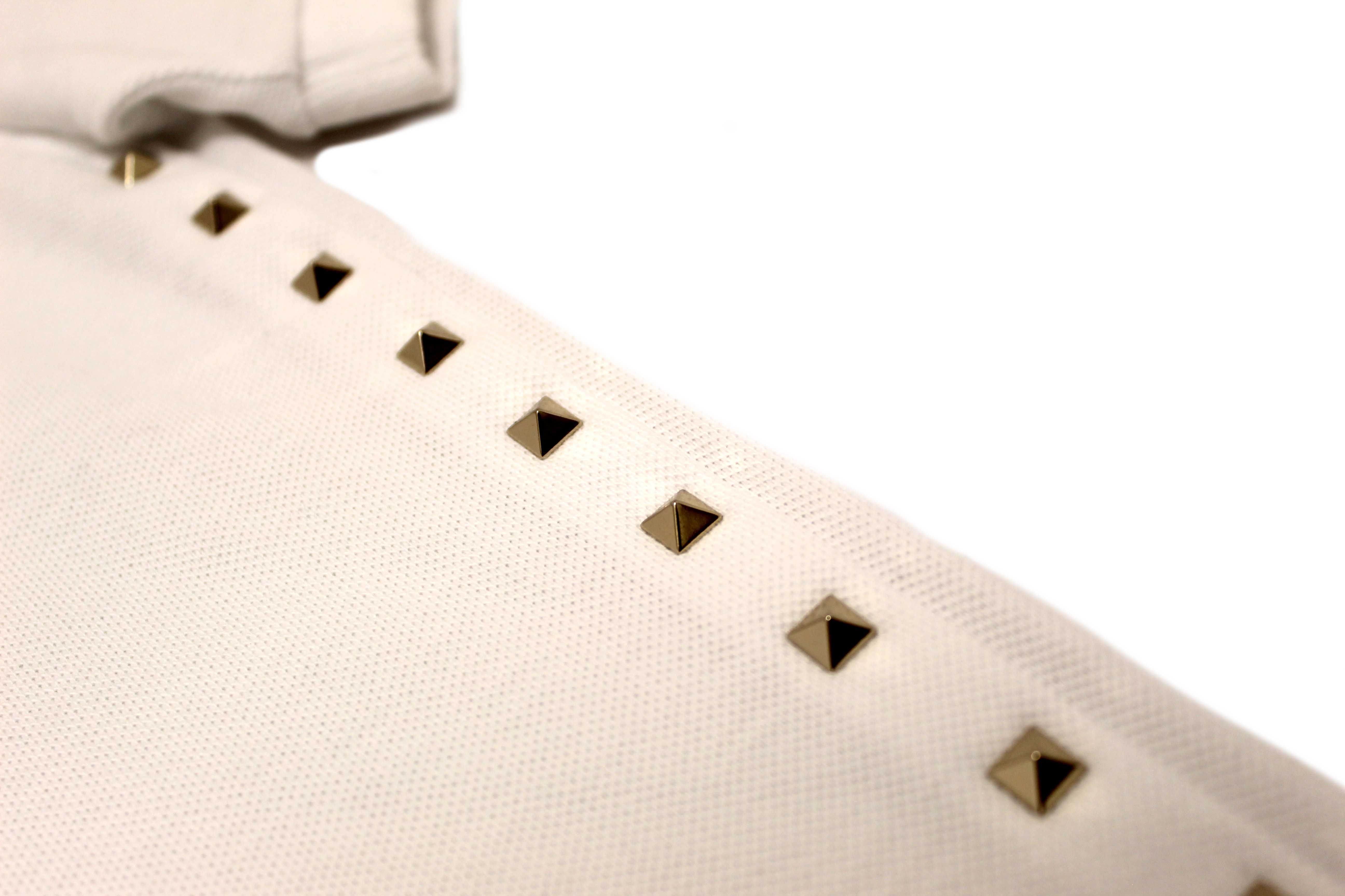 Authentic NEW Valentino Garavani White Cotton Studded Polo Shirt size L