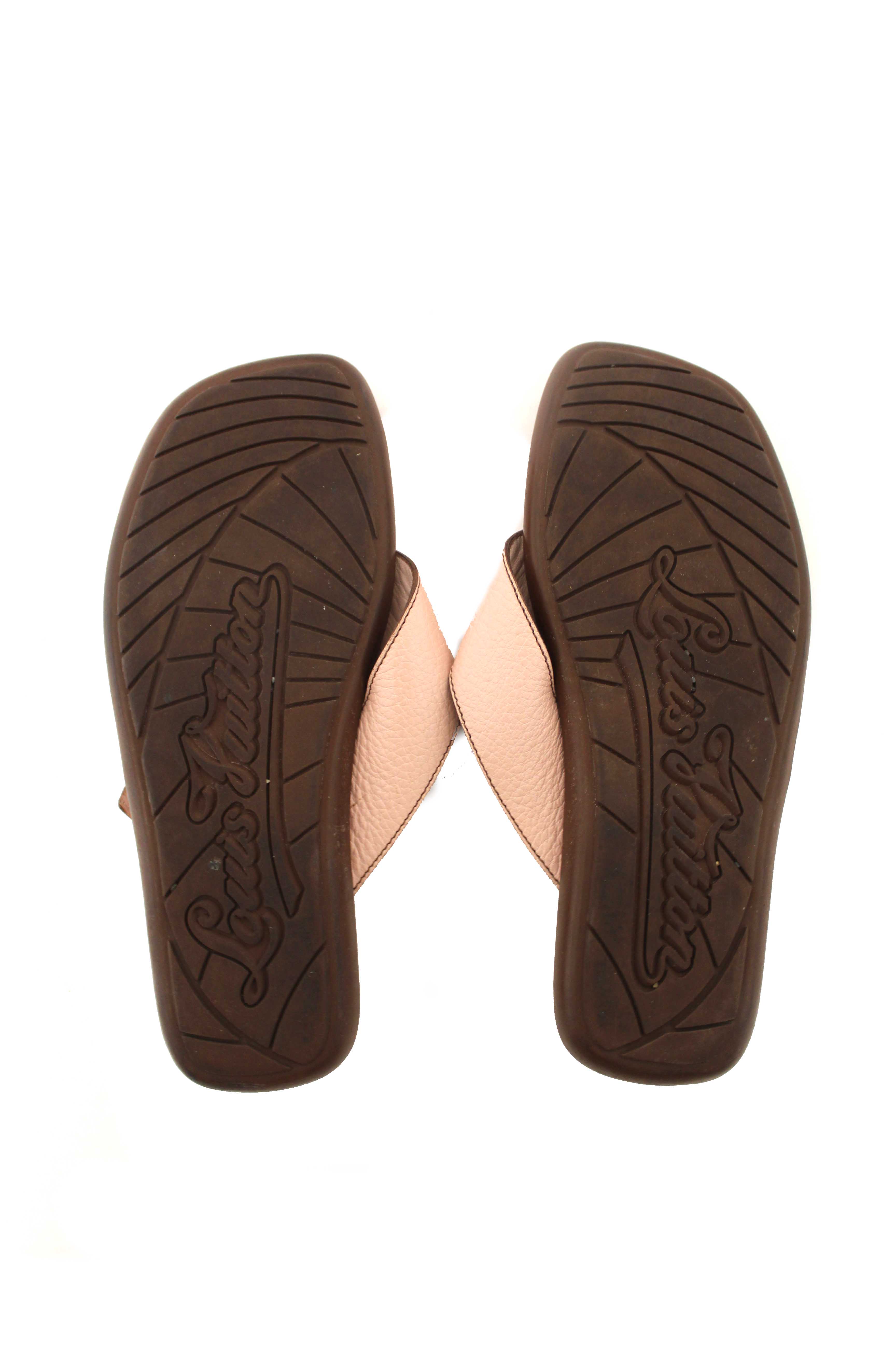 Authentic Louis Vuitton Pink Leather Thong Slipper Sandals Shoes Size 36