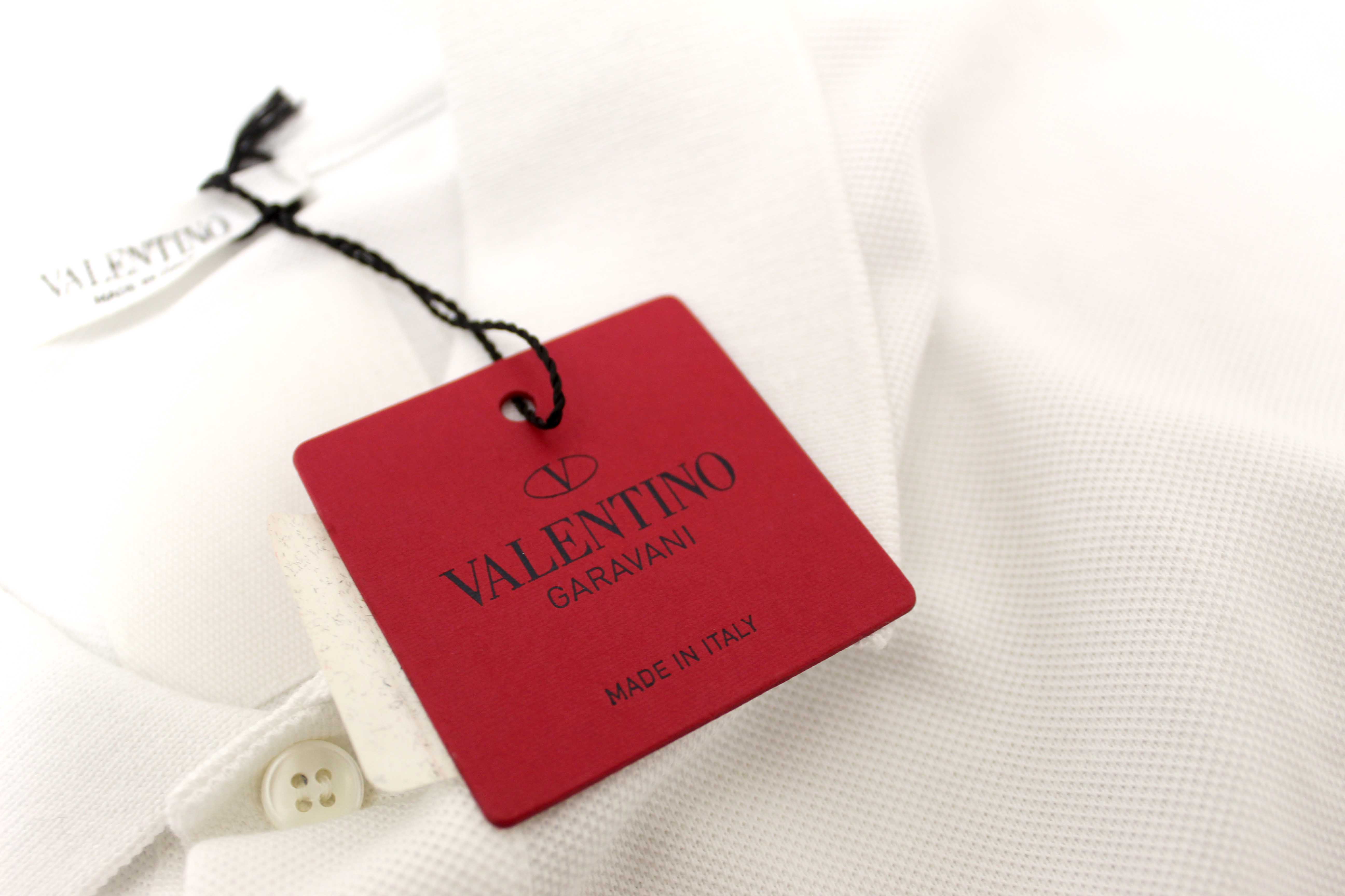 Authentic NEW Valentino Garavani White Cotton Studded Polo Shirt size L