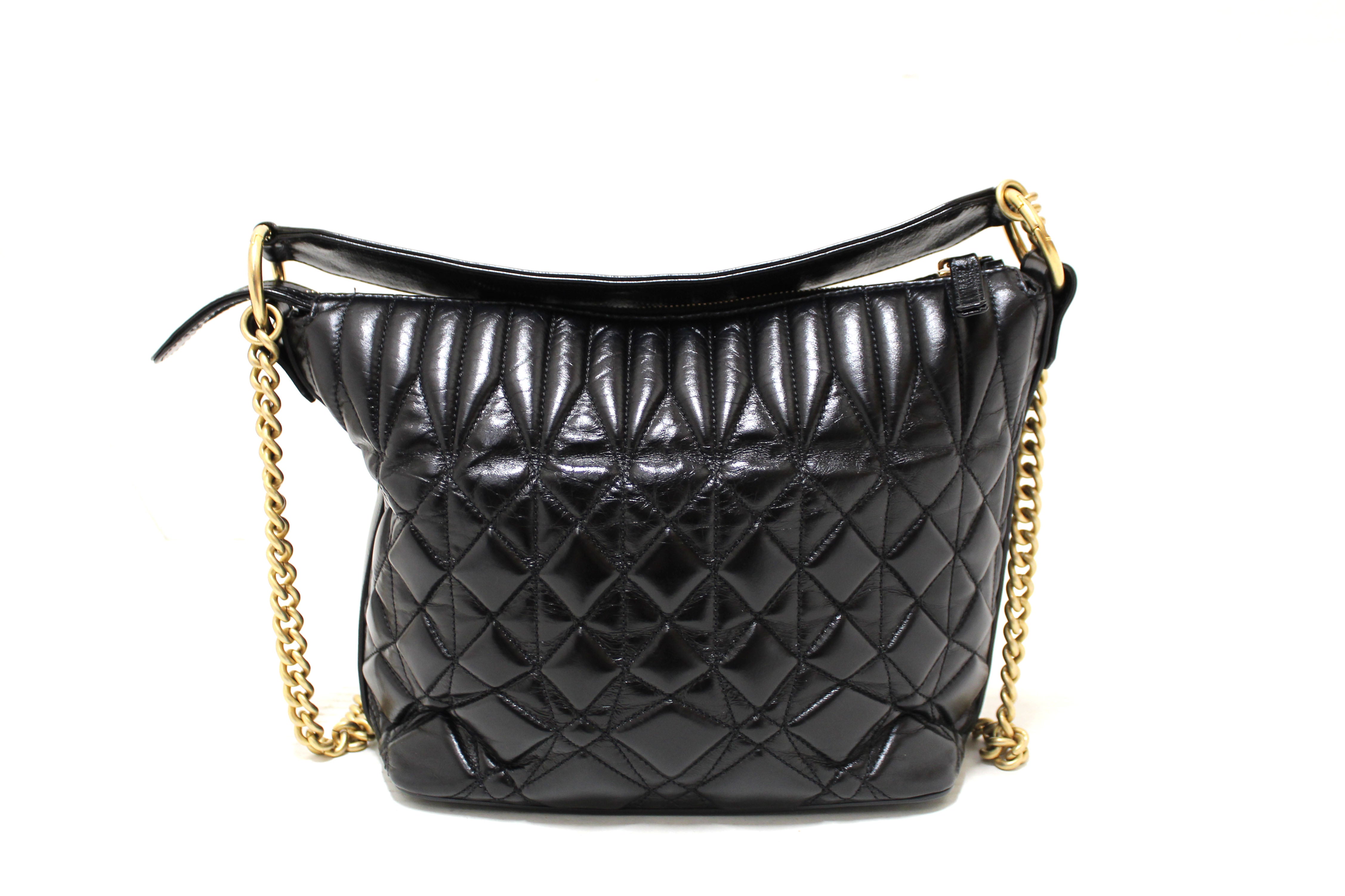 Authentic Chanel Black Quilted Calfskin Leather State of The Art Hobo Bag