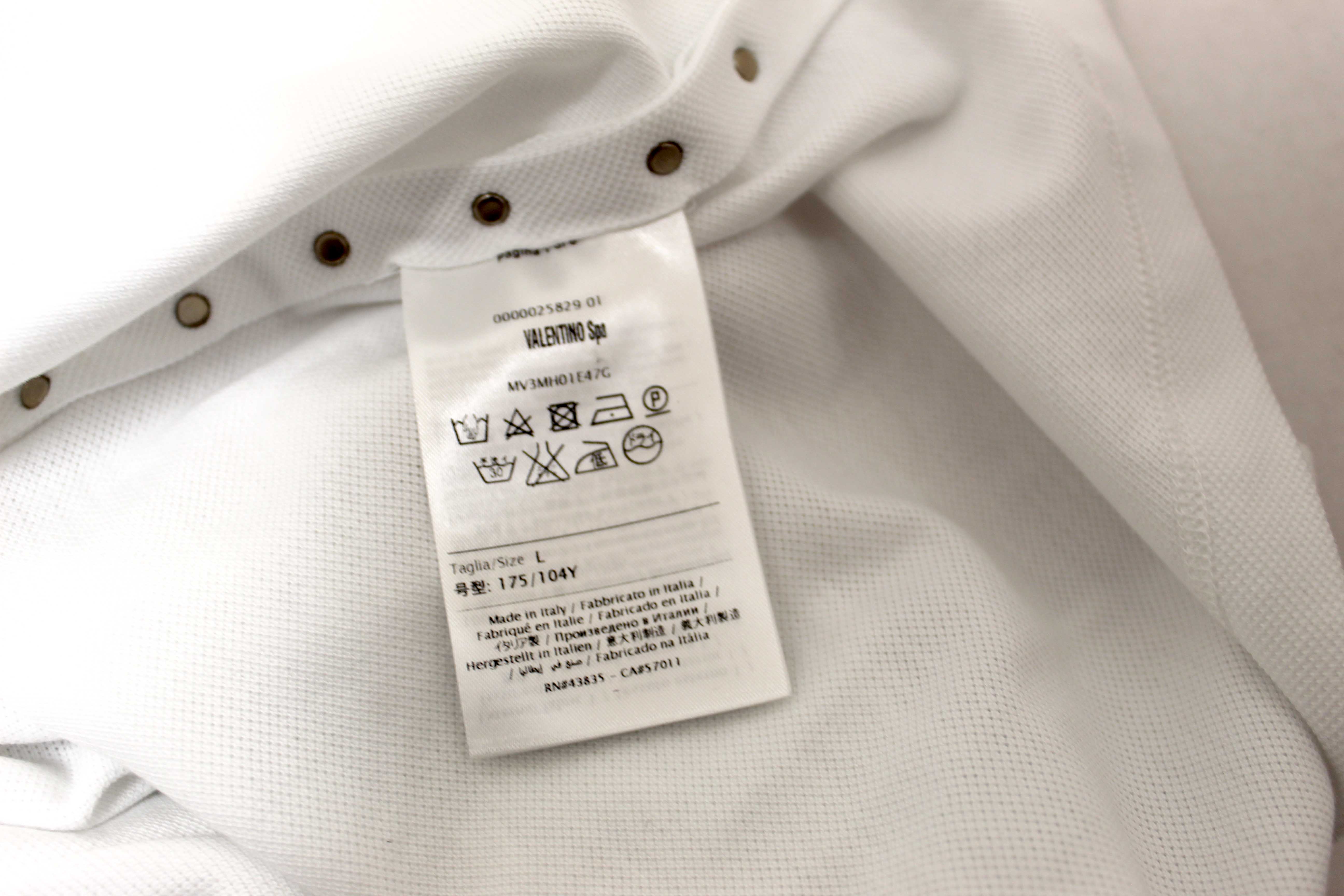Authentic NEW Valentino Garavani White Cotton Studded Polo Shirt size L