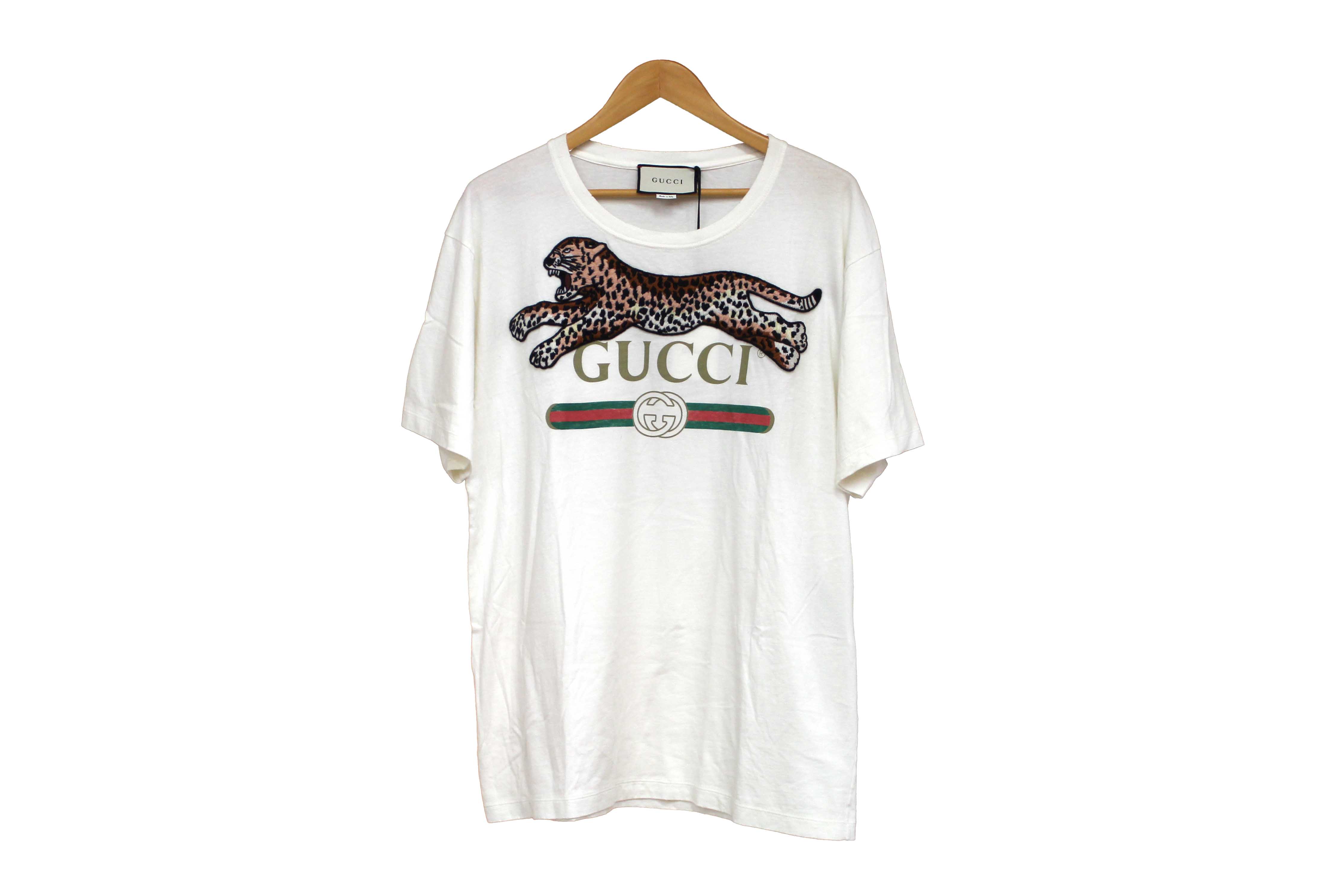 Authentic NEW Gucci Embroidered Leopard T-shirt Size L