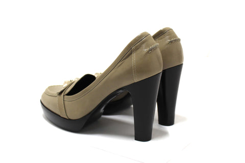 Authentic New Hermes Etoupe Leather Kelly Loafer Pumps Shoes Size 36.5