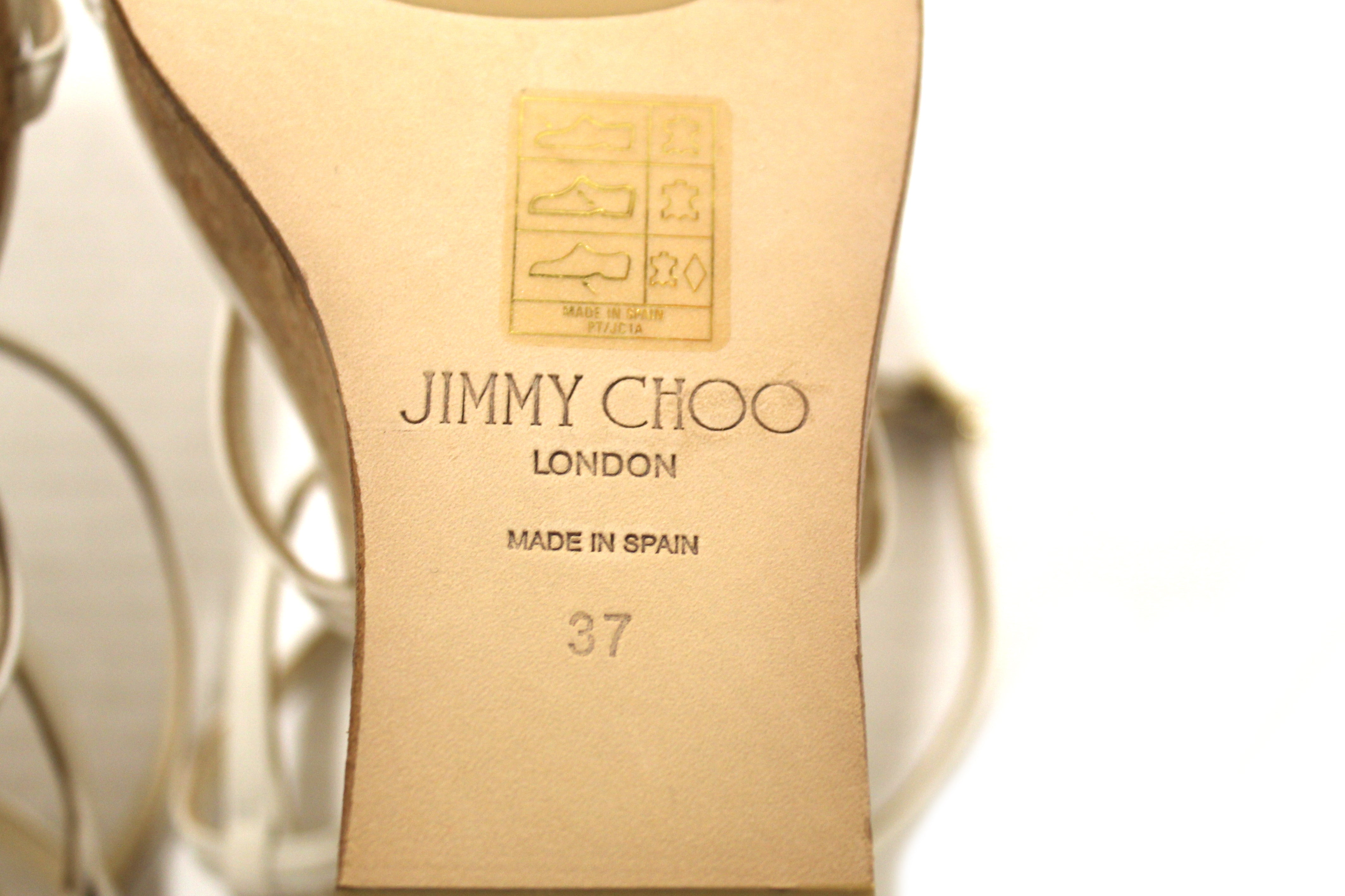 Authentic New Jimmy Choo White Cork JC 110 Wedge Platform Heel Shoes Size 37
