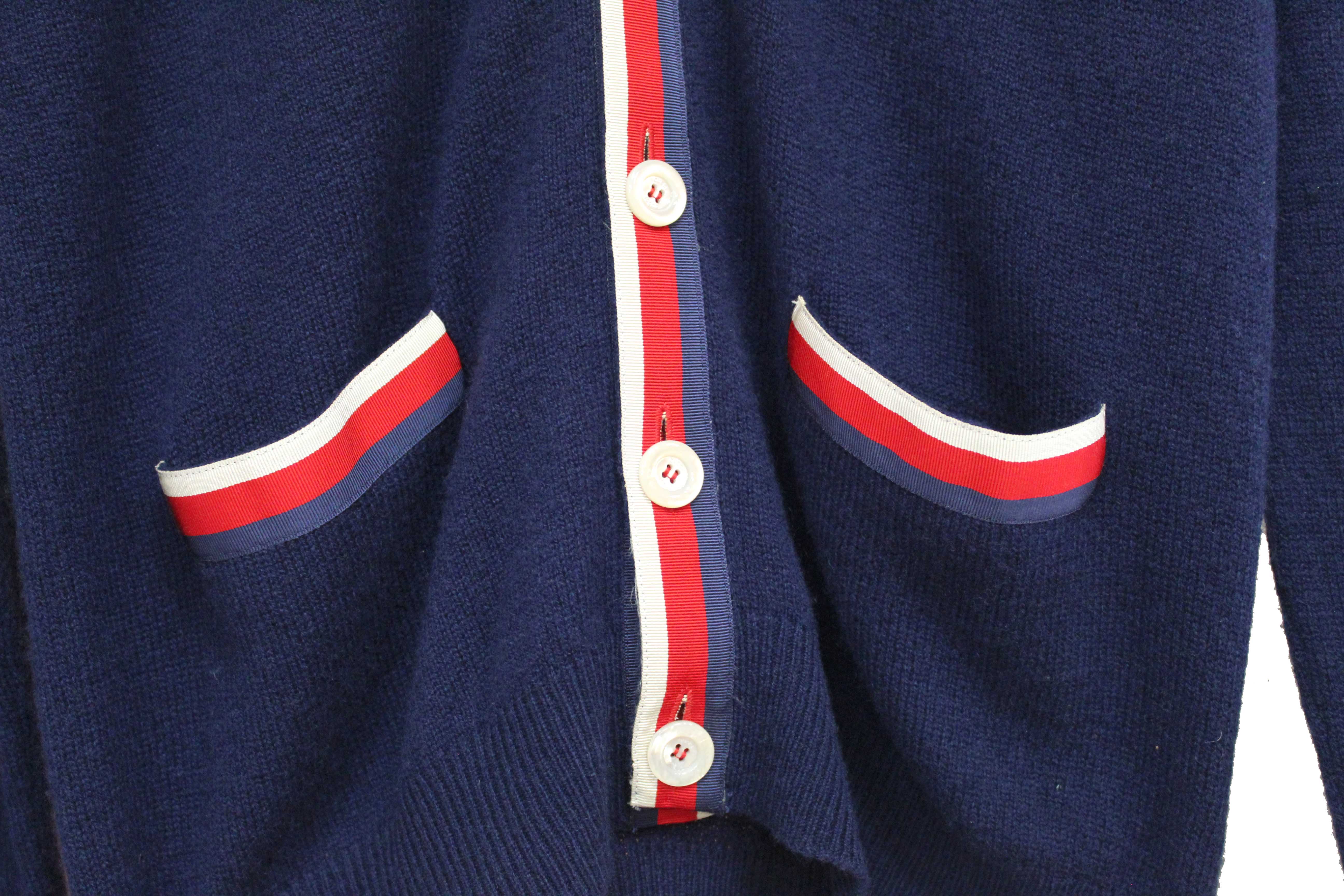 Authentic NEW Gucci Navy Cashmere Cardigan Size M