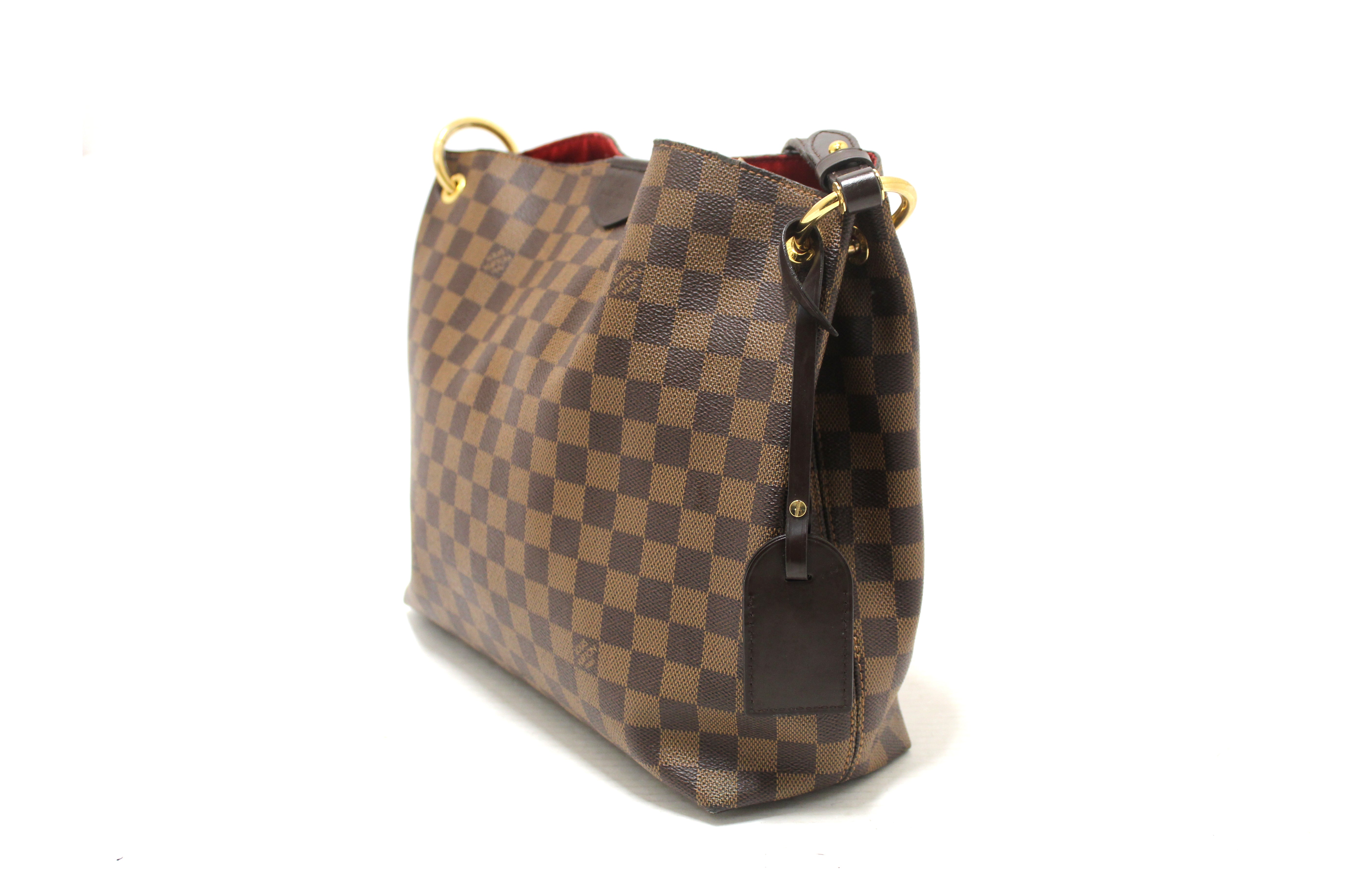 Authentic Louis Vuitton Damier Ebene Canvas Graceful PM Tote Shoulder Bag