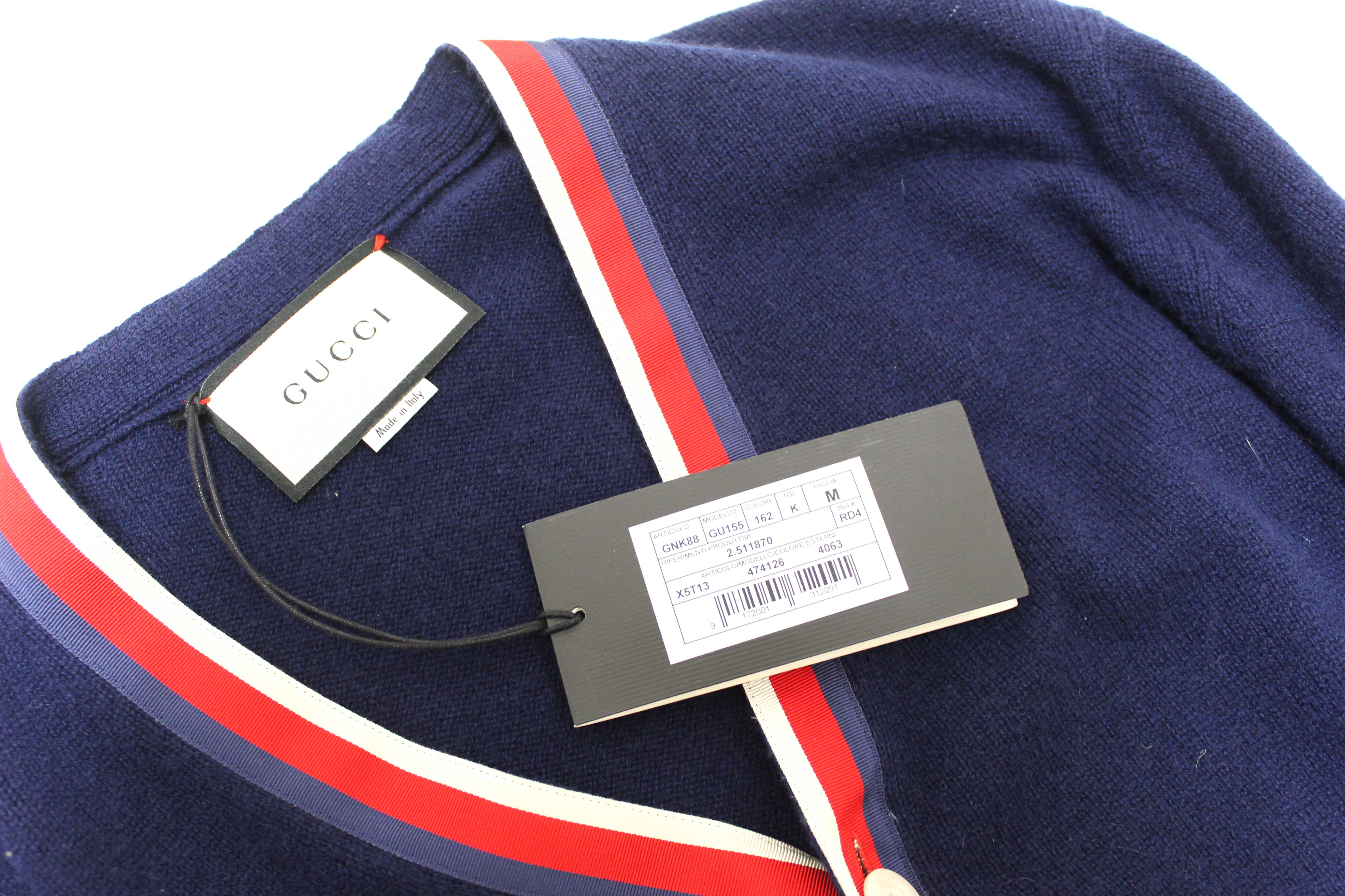 Authentic NEW Gucci Navy Cashmere Cardigan Size M