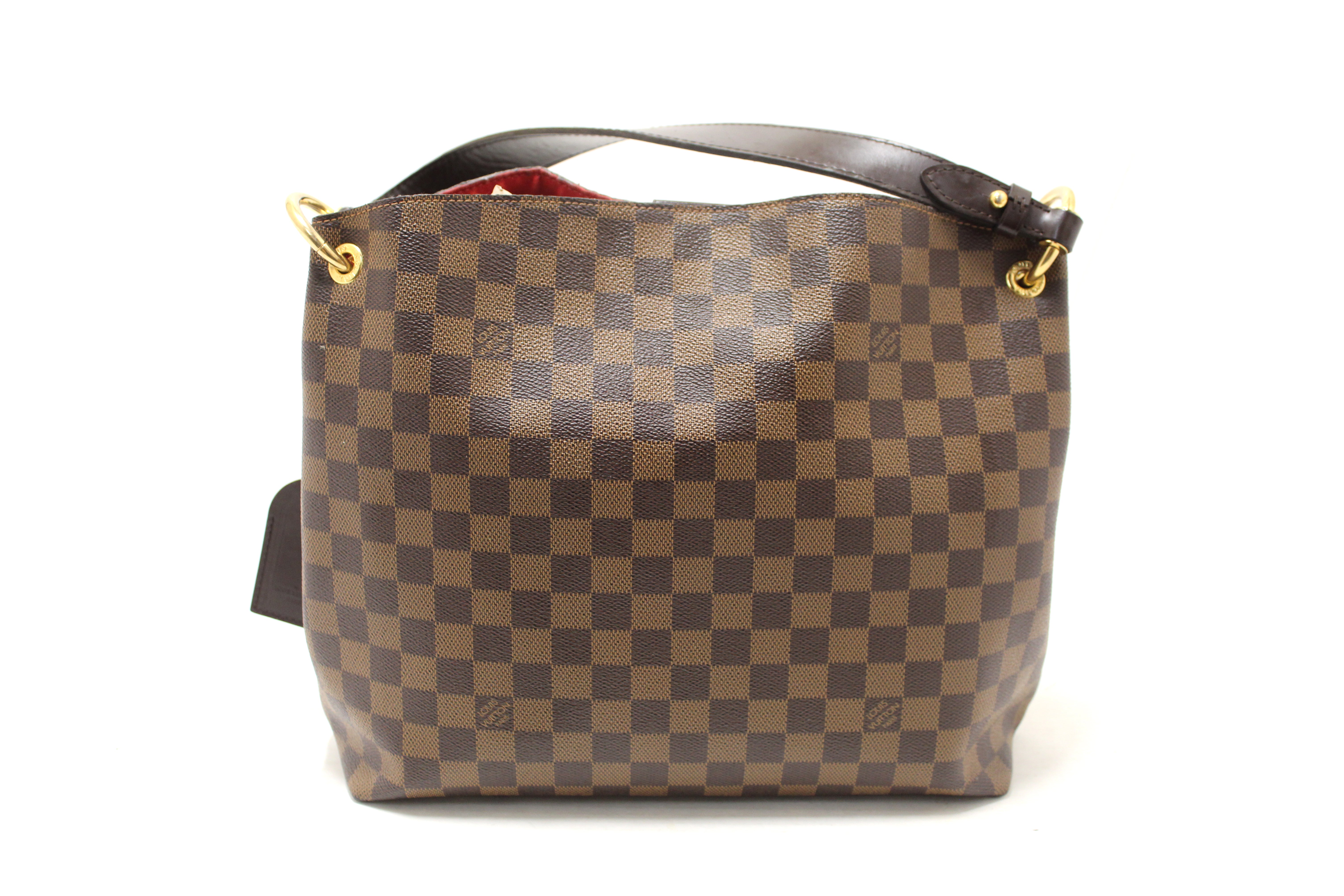 Authentic Louis Vuitton Damier Ebene Canvas Graceful PM Tote Shoulder Bag