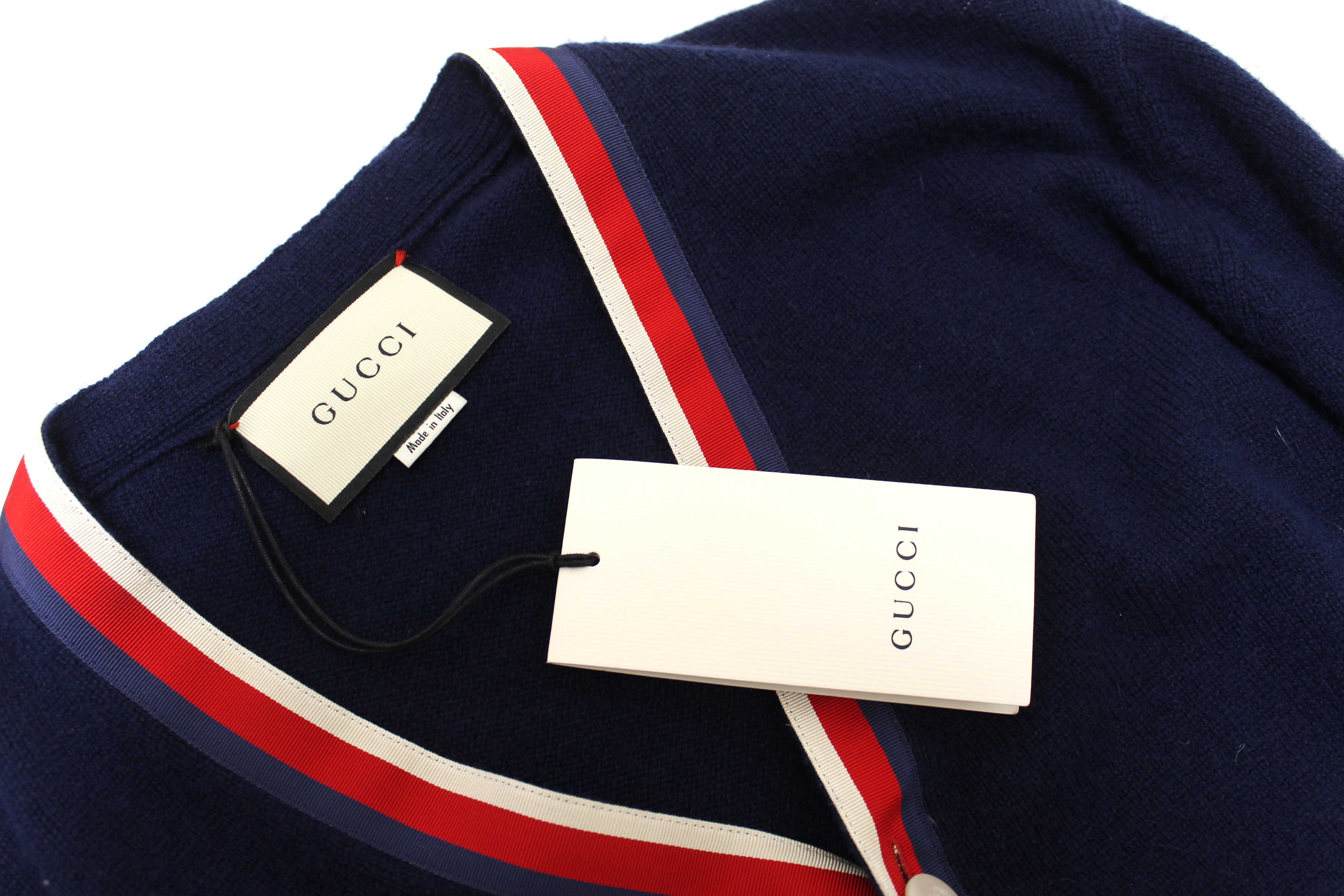 Authentic NEW Gucci Navy Cashmere Cardigan Size M