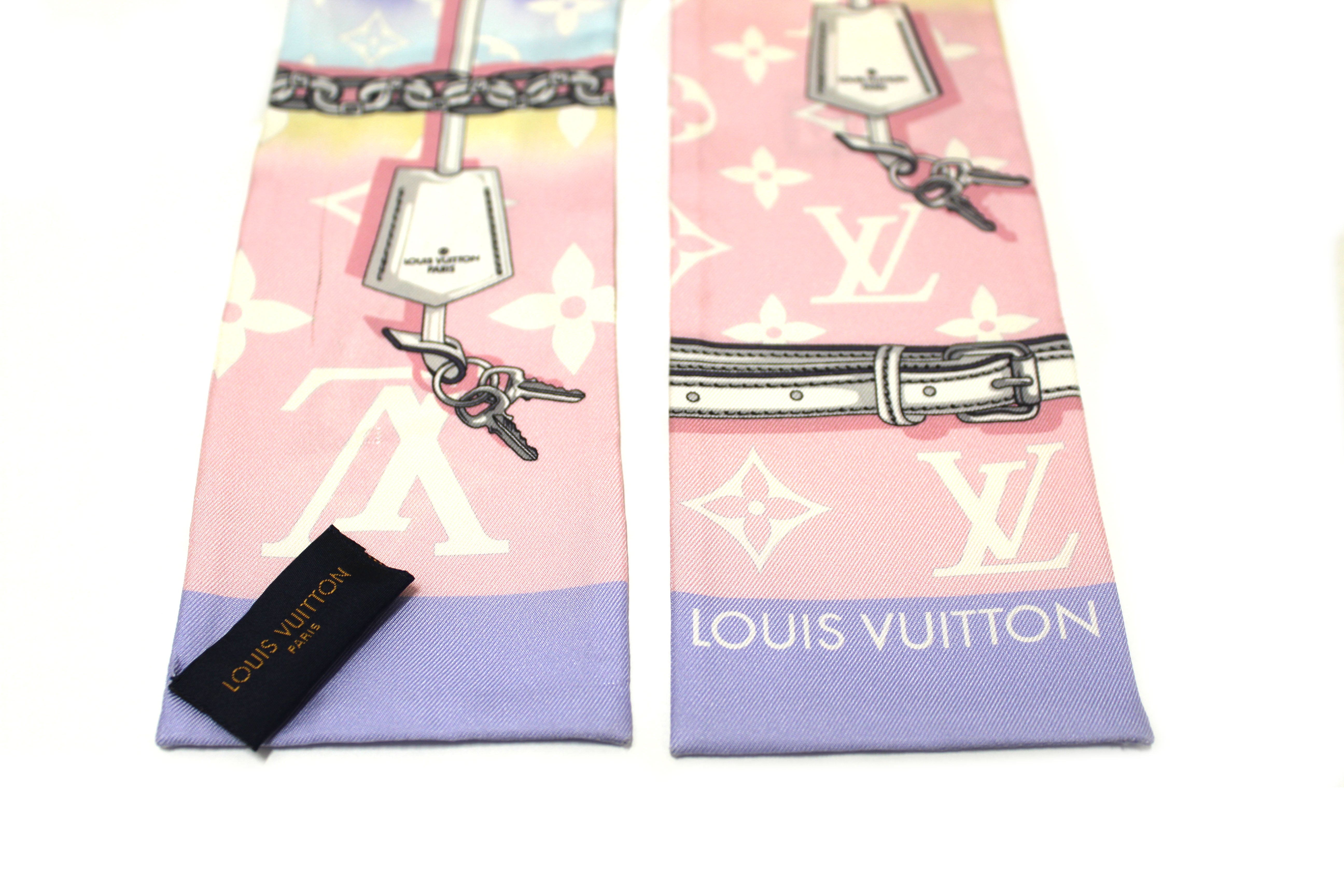 Authentic Louis Vuitton Pink/Purple Silk Monogram Confidential Bandeau