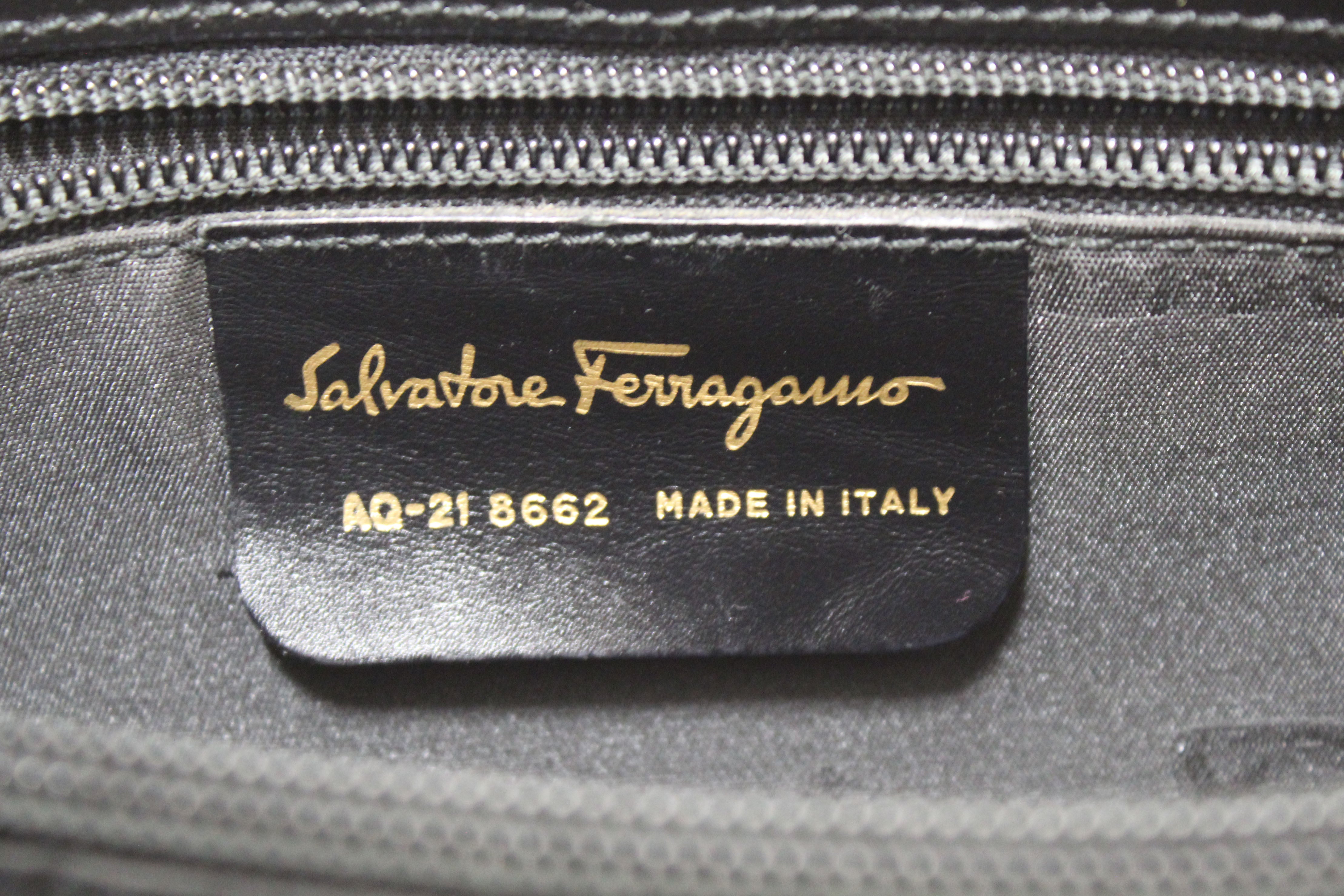 Authentic Salvatore Ferragamo Vintage Black Leather Shoulder Bag