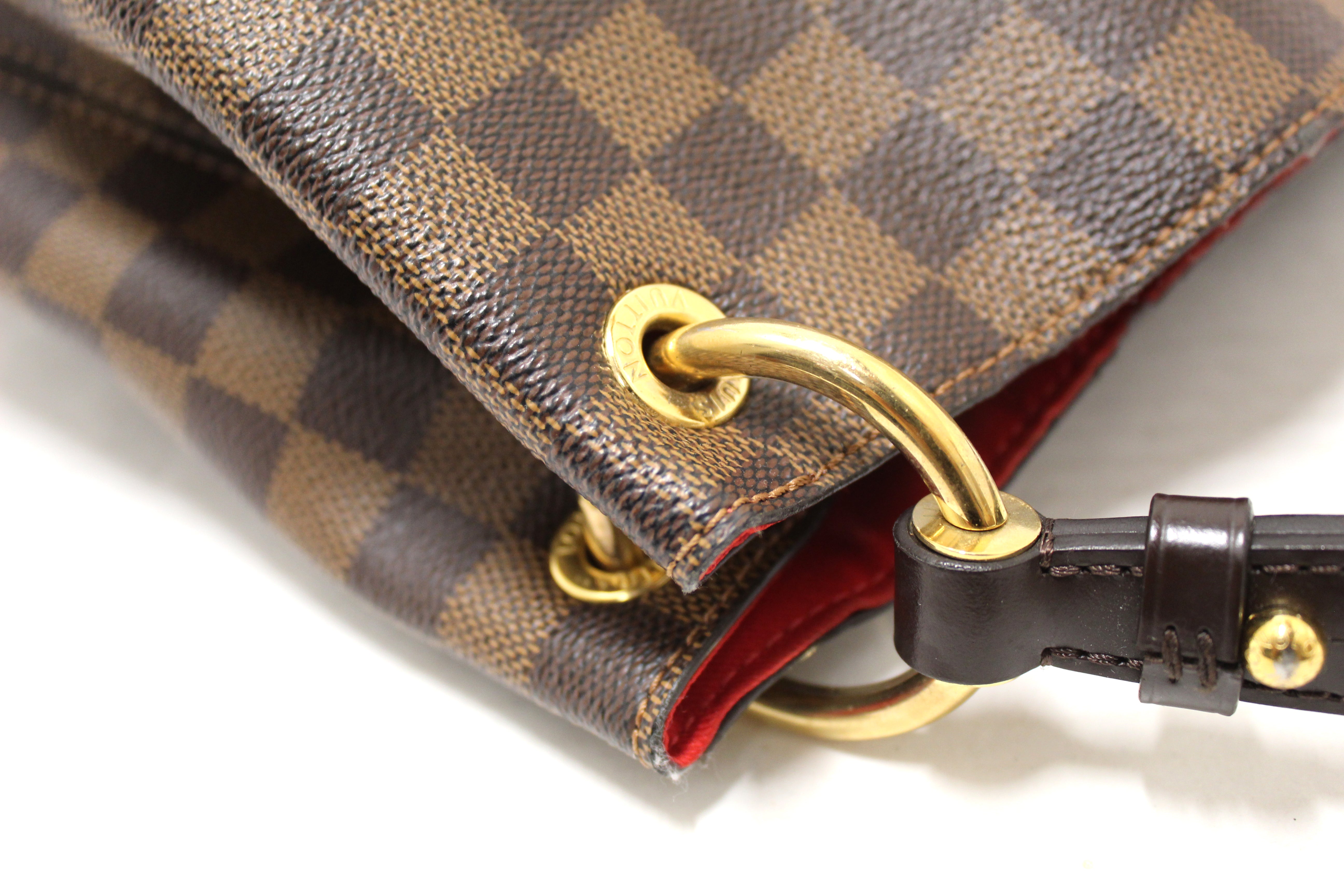 Authentic Louis Vuitton Damier Ebene Canvas Graceful PM Tote Shoulder Bag
