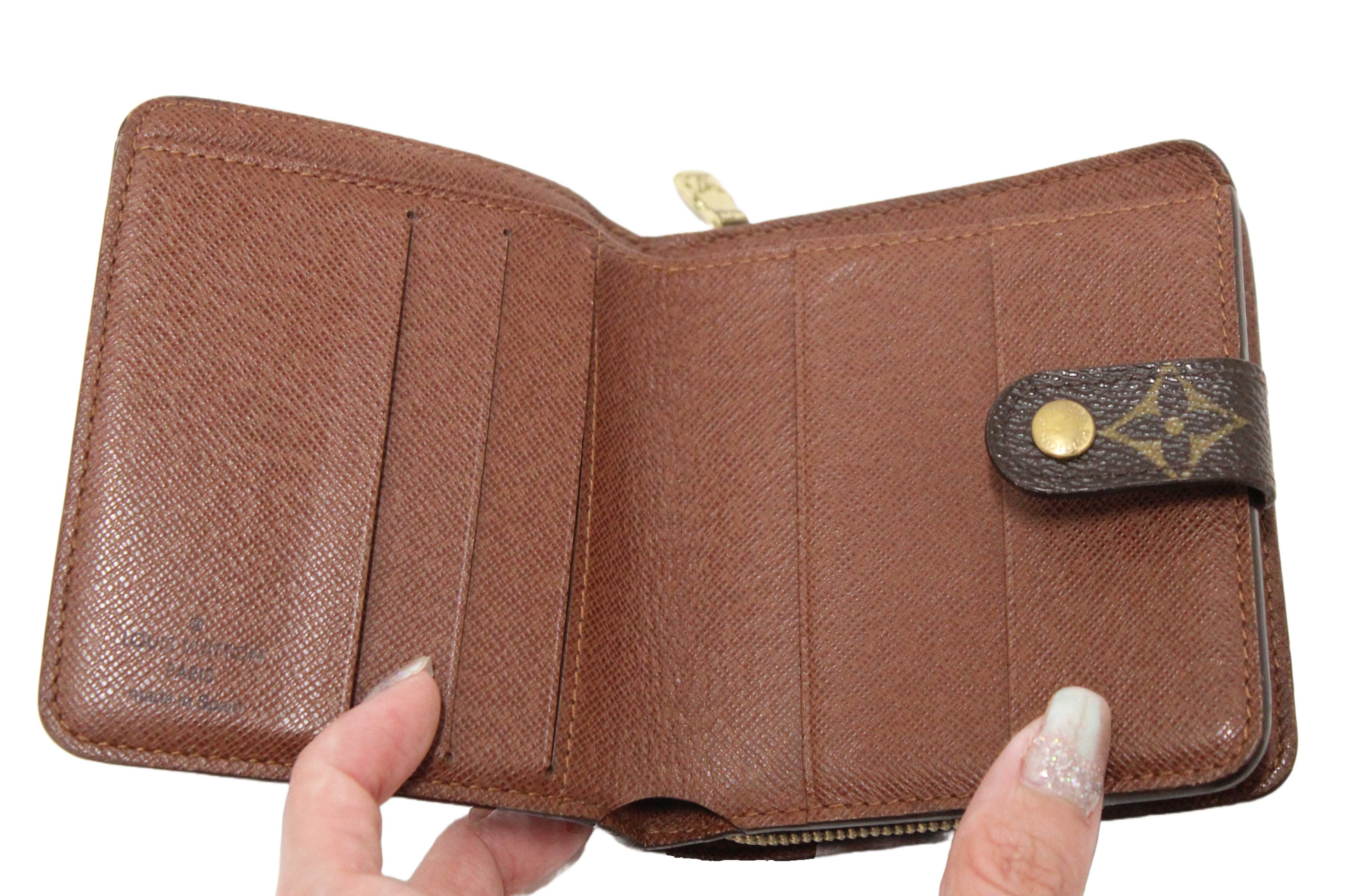 Authentic Louis Vuitton Classic Monogram Canvas Medium Compact Wallet