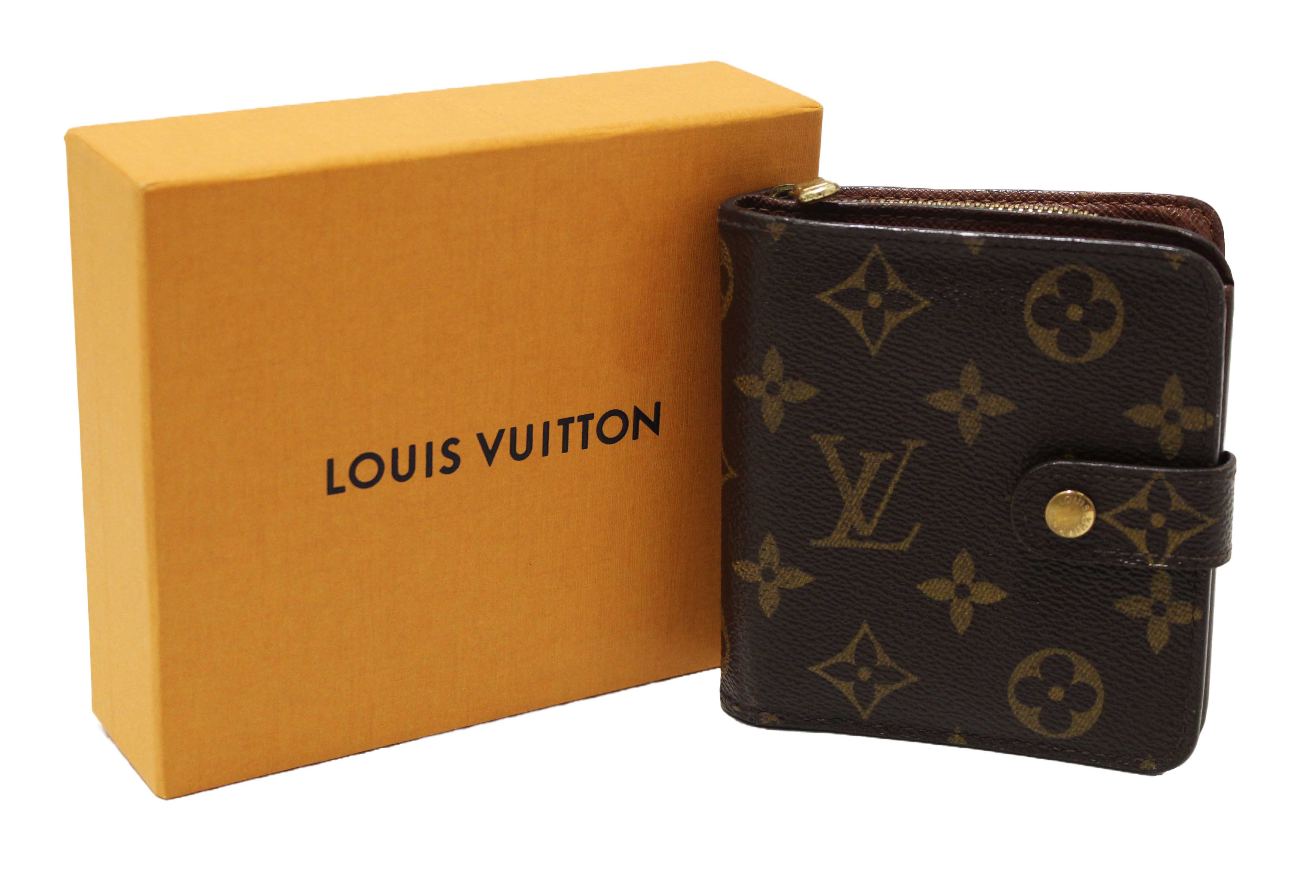 Authentic Louis Vuitton Classic Monogram Canvas Medium Compact Wallet