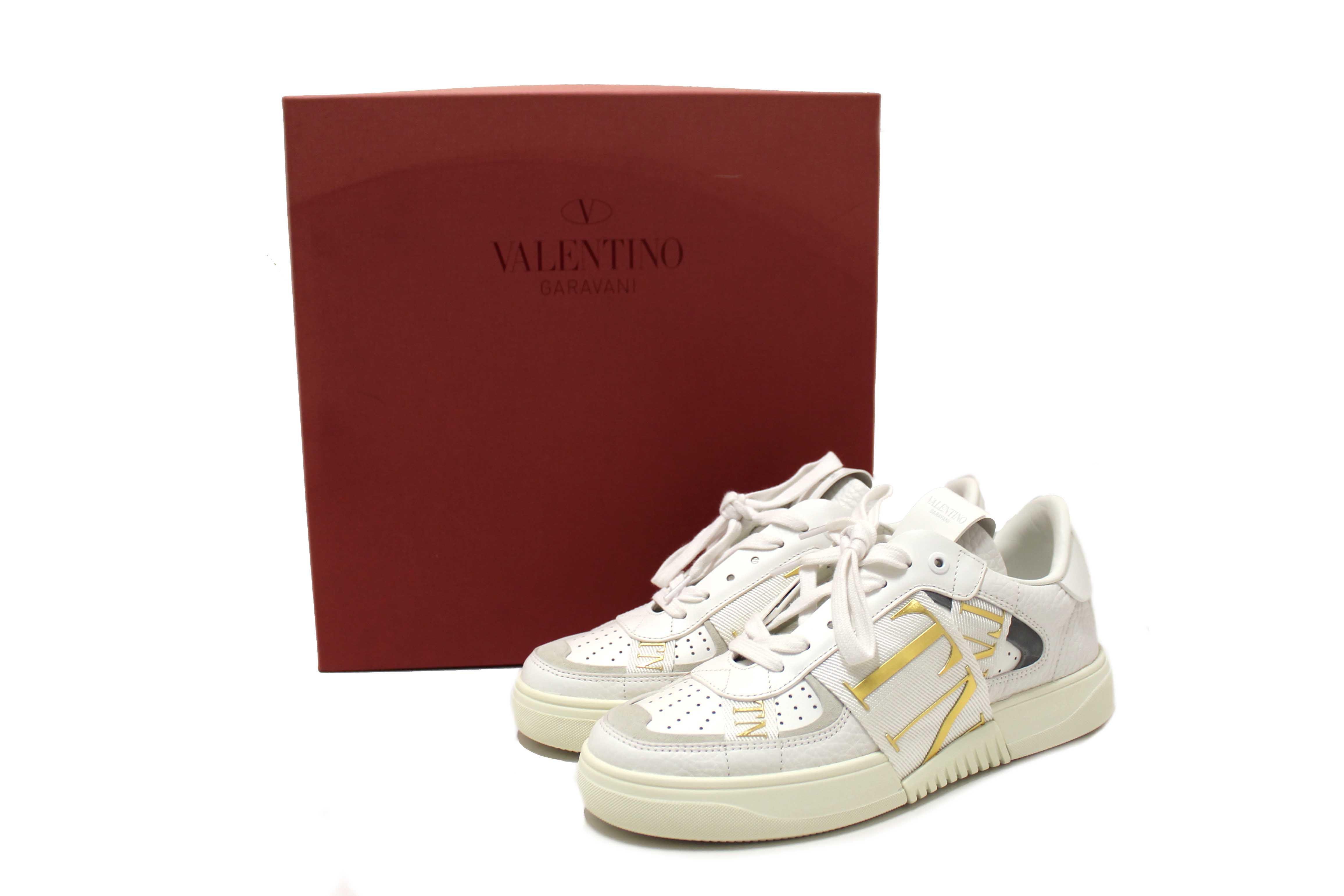 Authentic New Valentino Garavani White Leather VL7N Sneakers Shoes Size 37