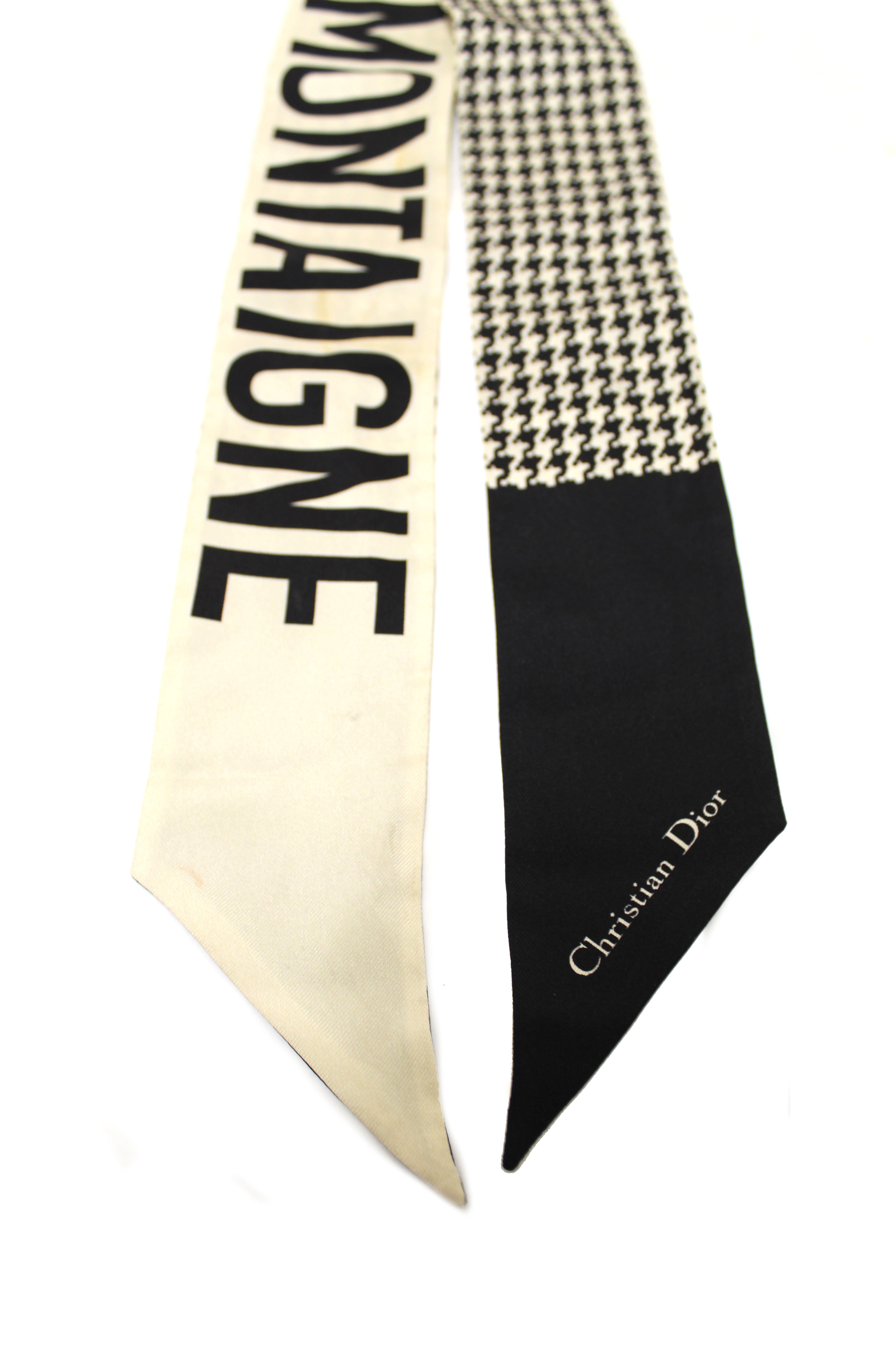 Authentic Christian Dior Black and White 30 Montaigne Mitzah Twilly Bandeau Scarf