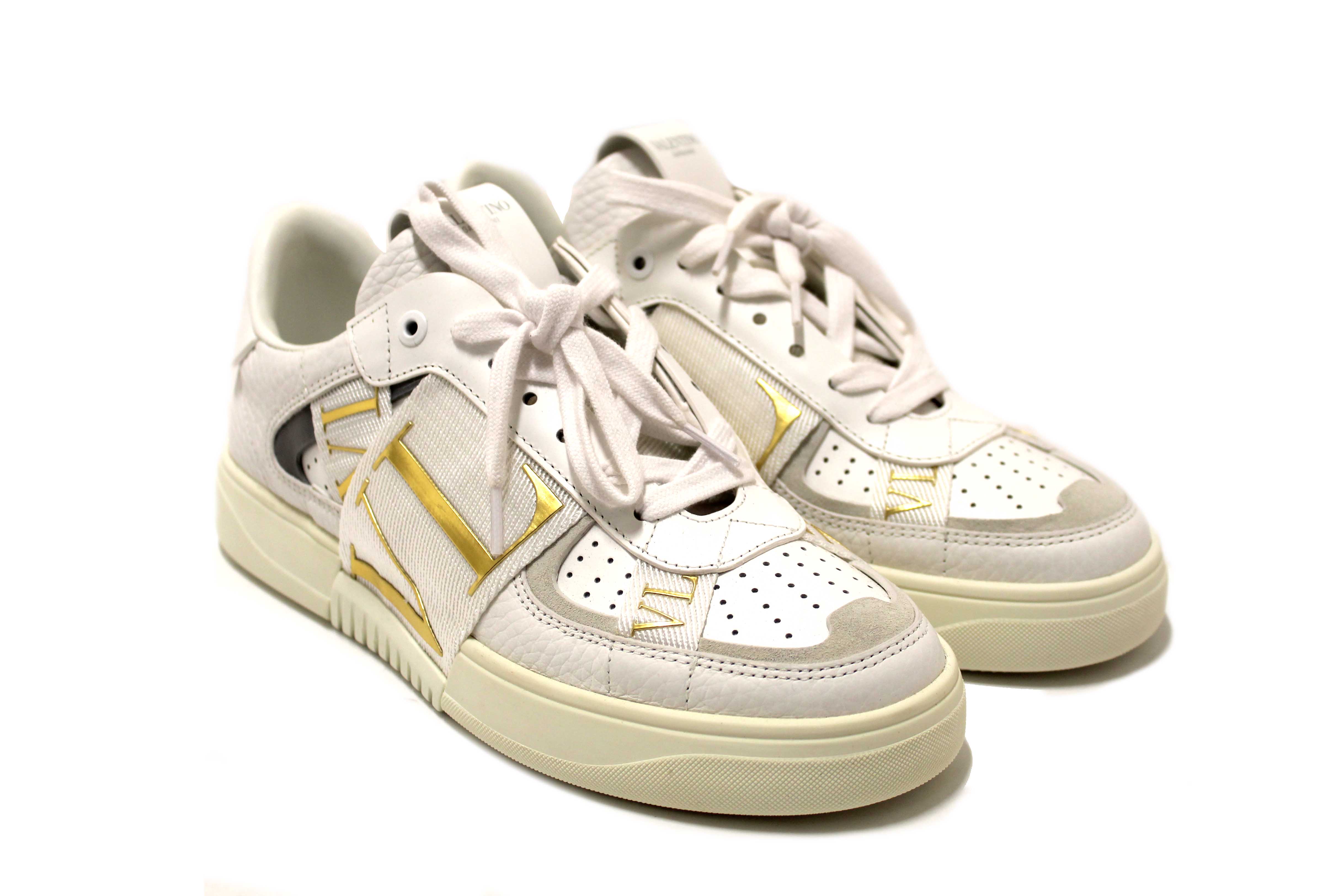 Authentic New Valentino Garavani White Leather VL7N Sneakers Shoes Size 37