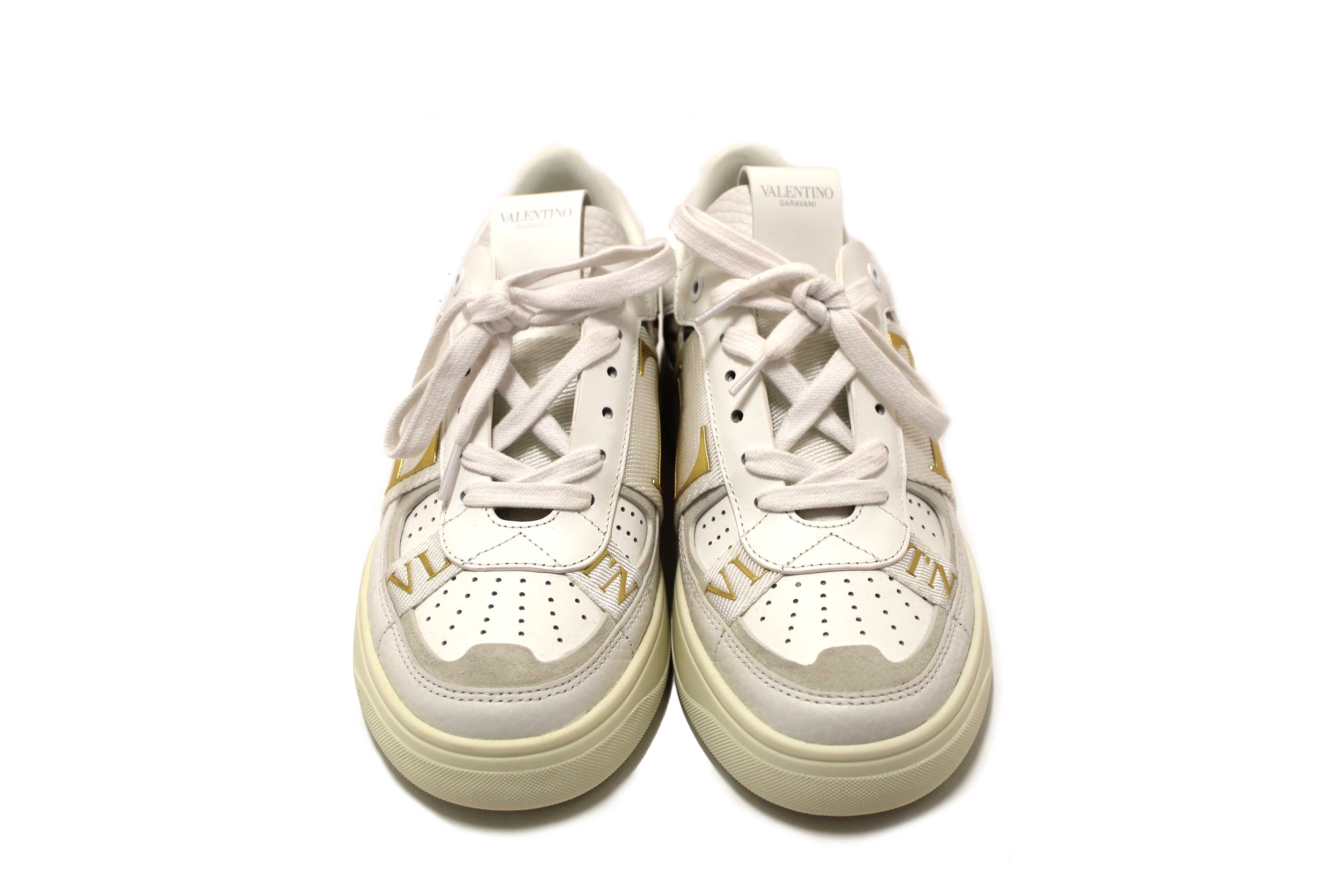 Authentic New Valentino Garavani White Leather VL7N Sneakers Shoes Size 37