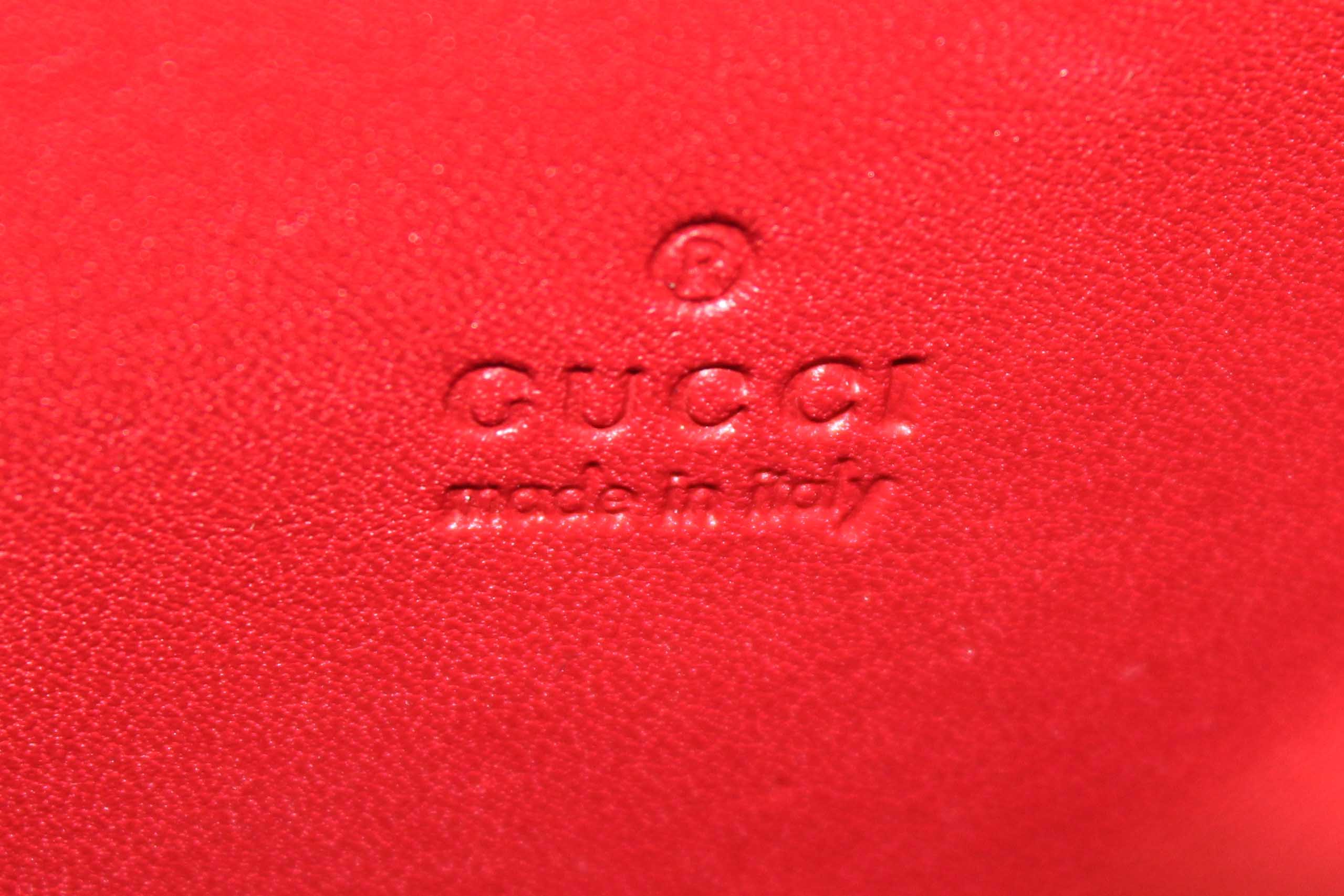 Authentic Gucci Red Marmont Matelassé Chevron Leather Mini Bag