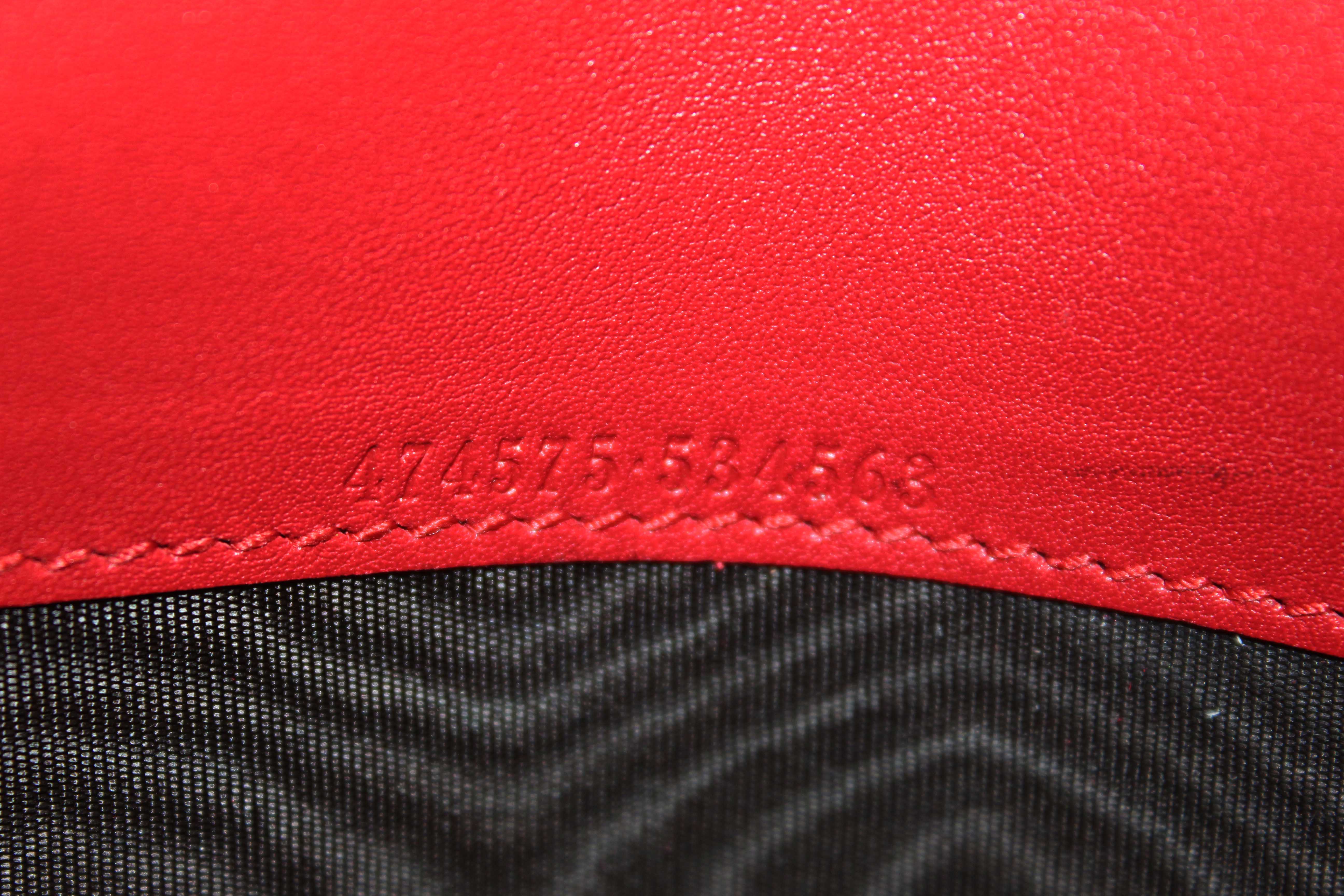 Authentic Gucci Red Marmont Matelassé Chevron Leather Mini Bag