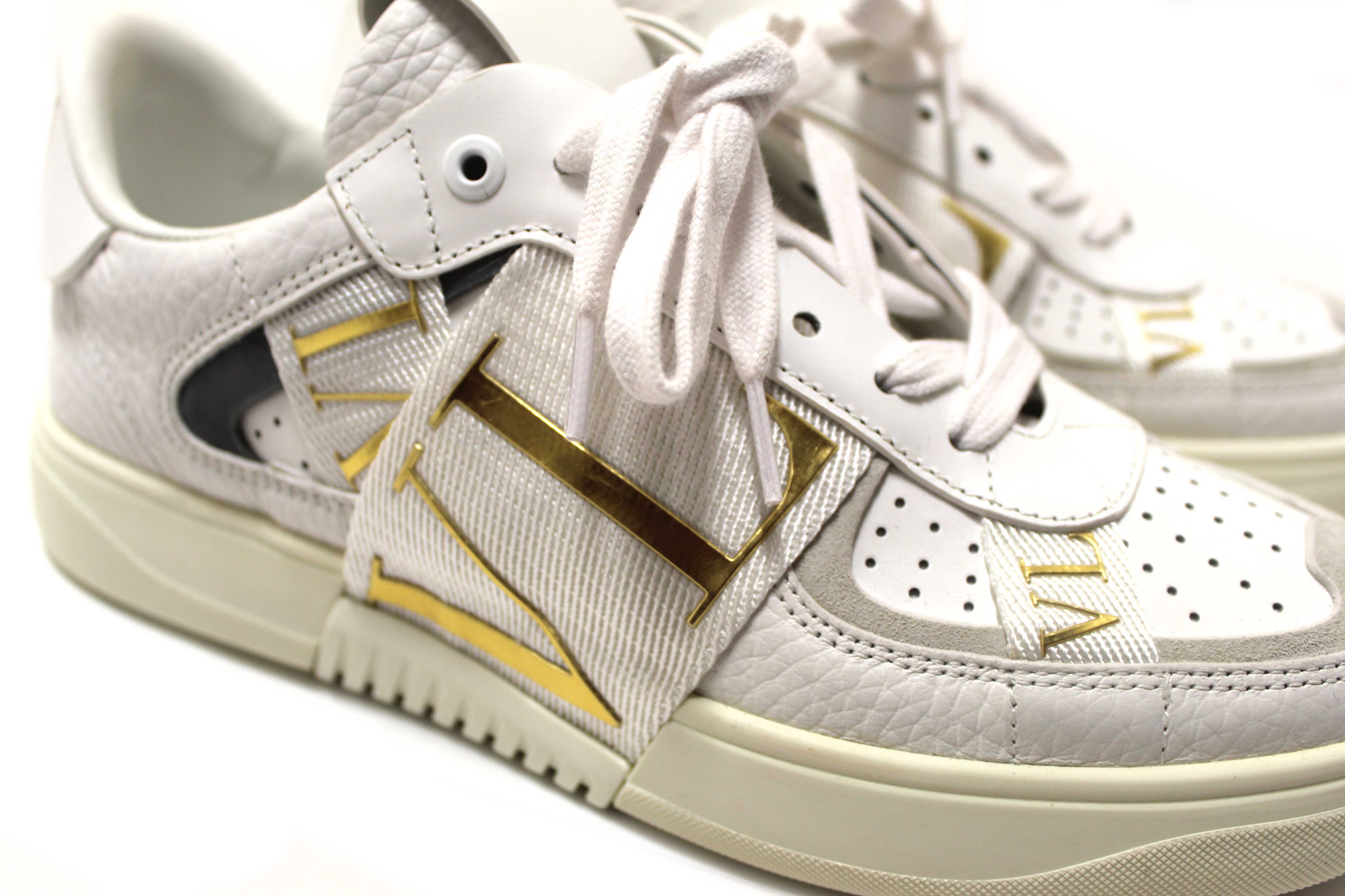 Authentic New Valentino Garavani White Leather VL7N Sneakers Shoes Size 37