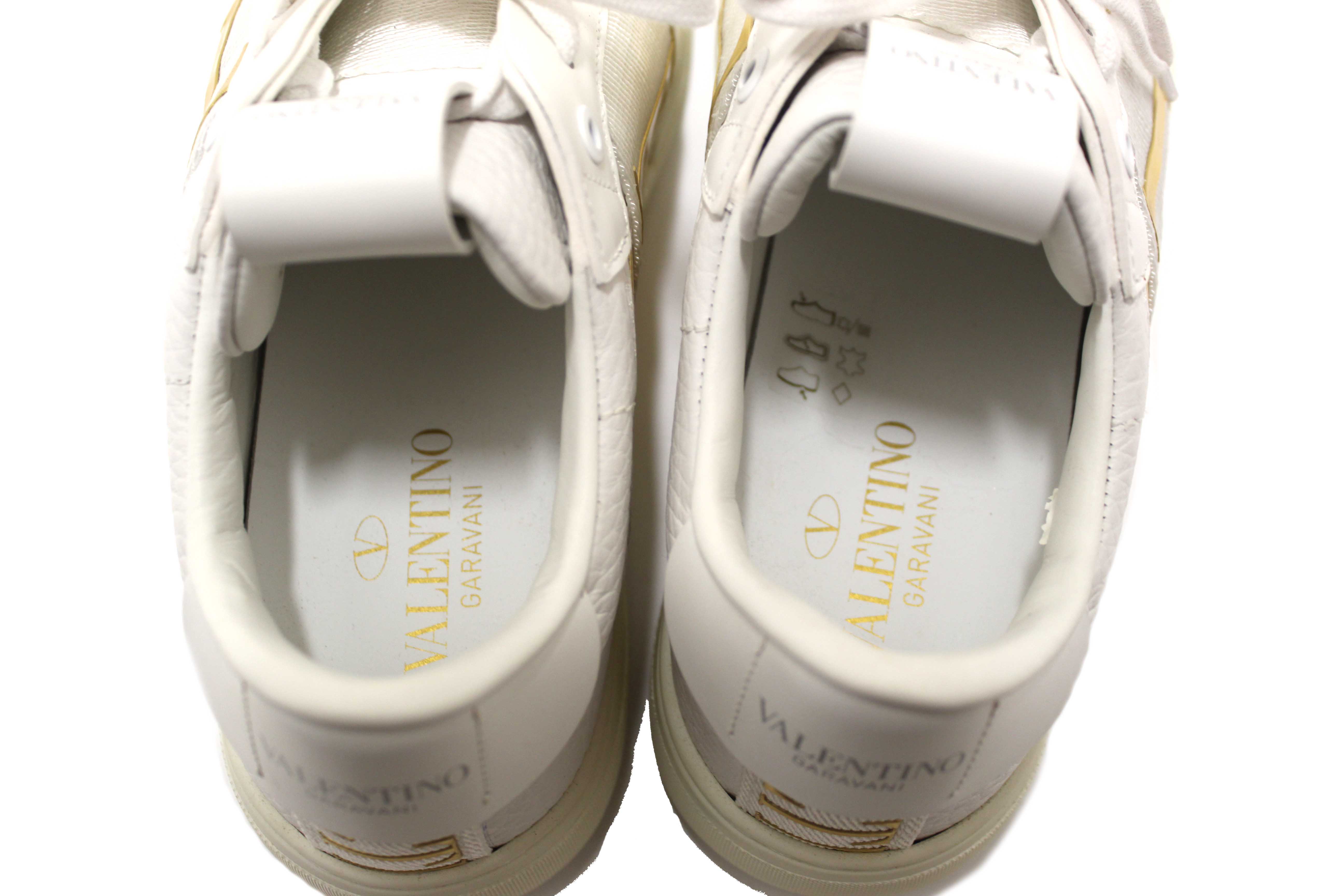 Authentic New Valentino Garavani White Leather VL7N Sneakers Shoes Size 37