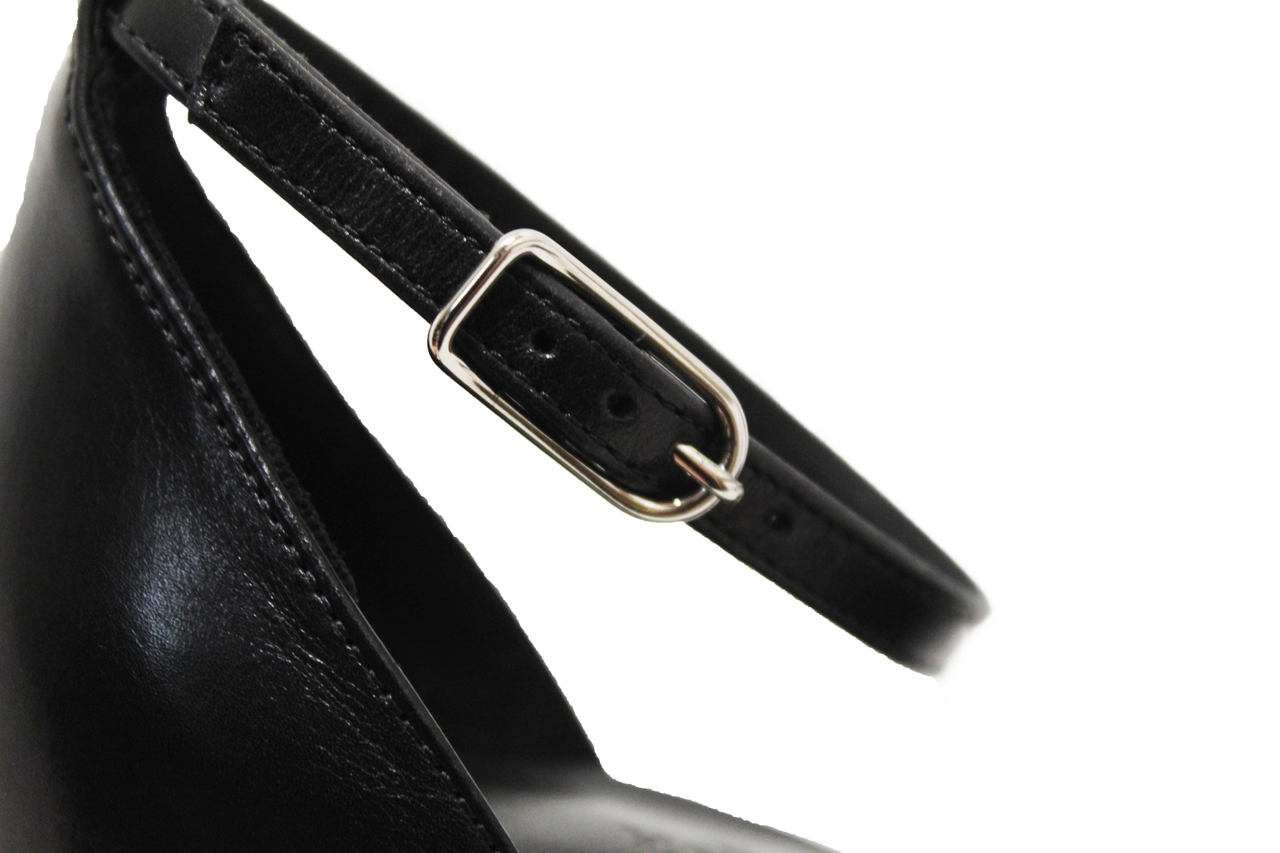 Authentic NEW Hermes Black Calfskin Leather Joy 70 High Heel Sandal Size 36.5