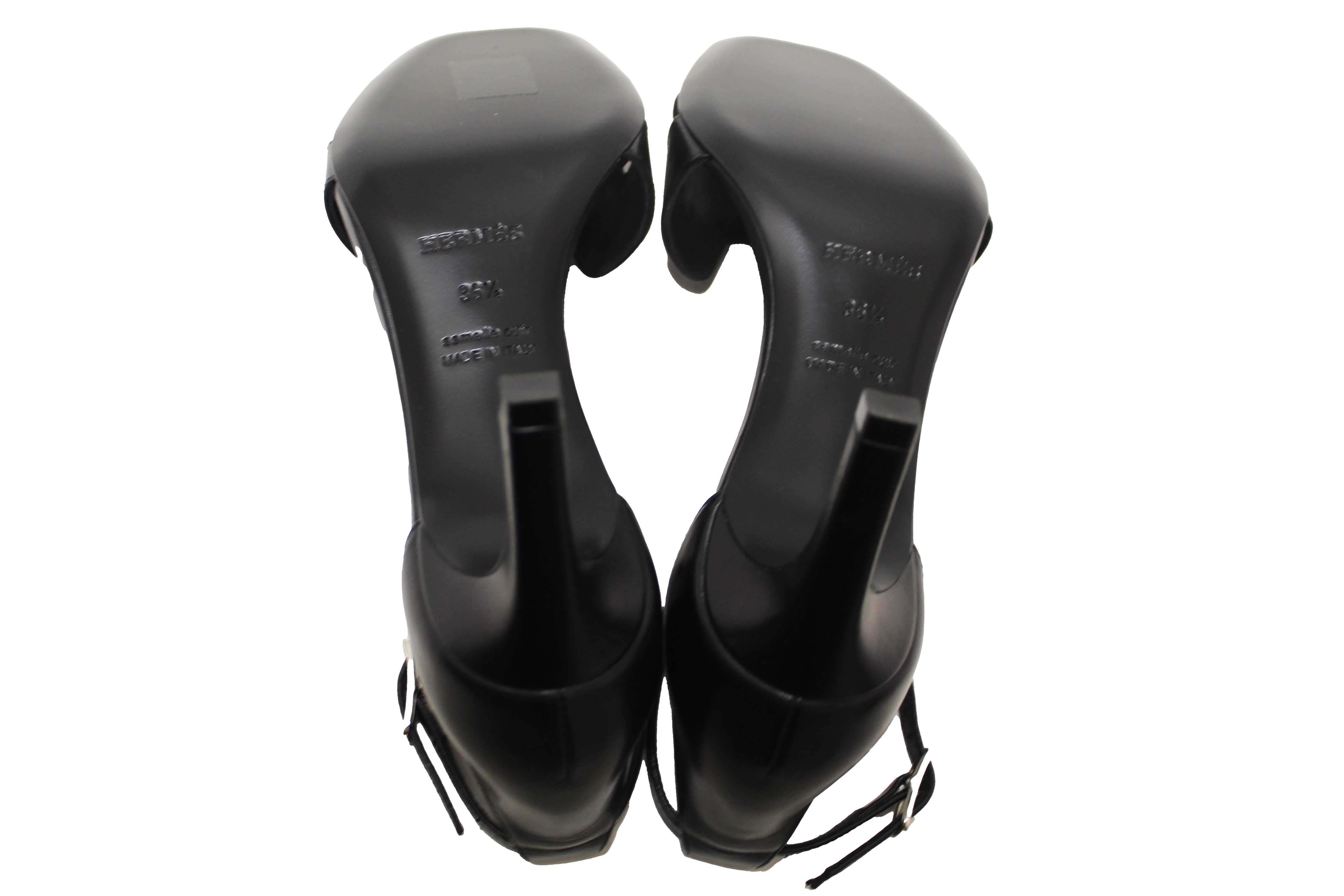 Authentic NEW Hermes Black Calfskin Leather Joy 70 High Heel Sandal Size 36.5