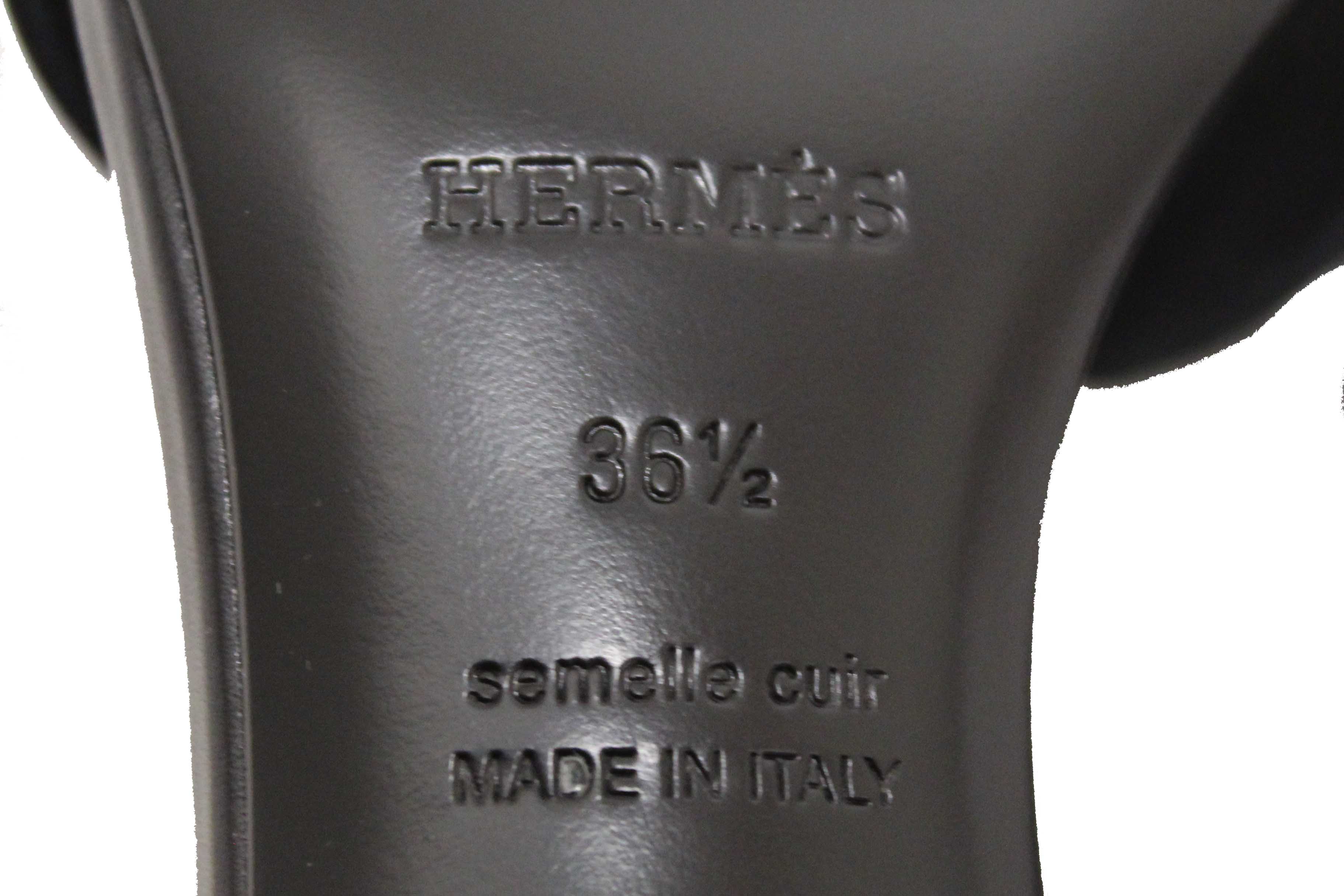 Authentic NEW Hermes Black Calfskin Leather Joy 70 High Heel Sandal Size 36.5
