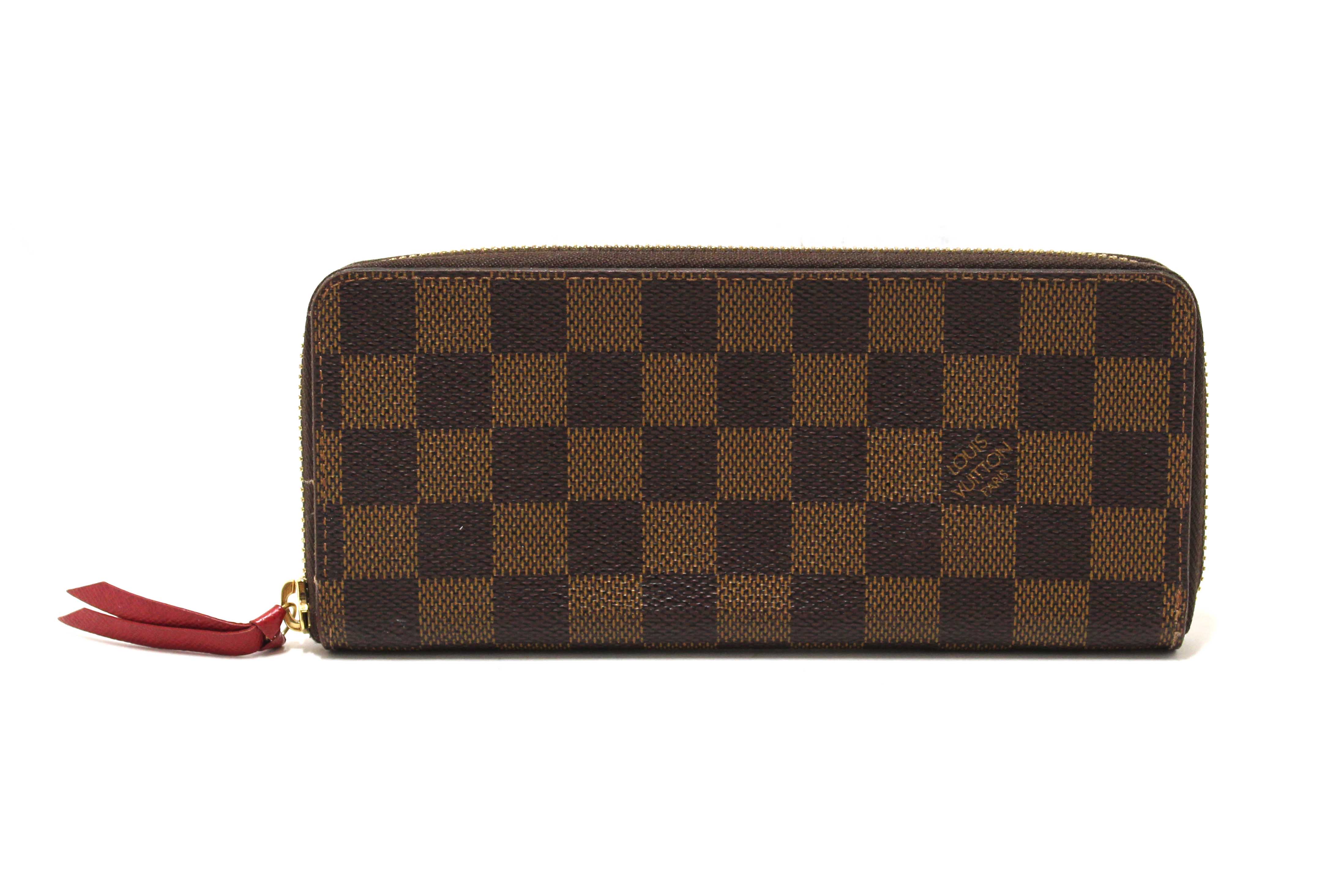 Authentic Louis Vuitton Damier Ebene Canvas Clemence Zippy Wallet