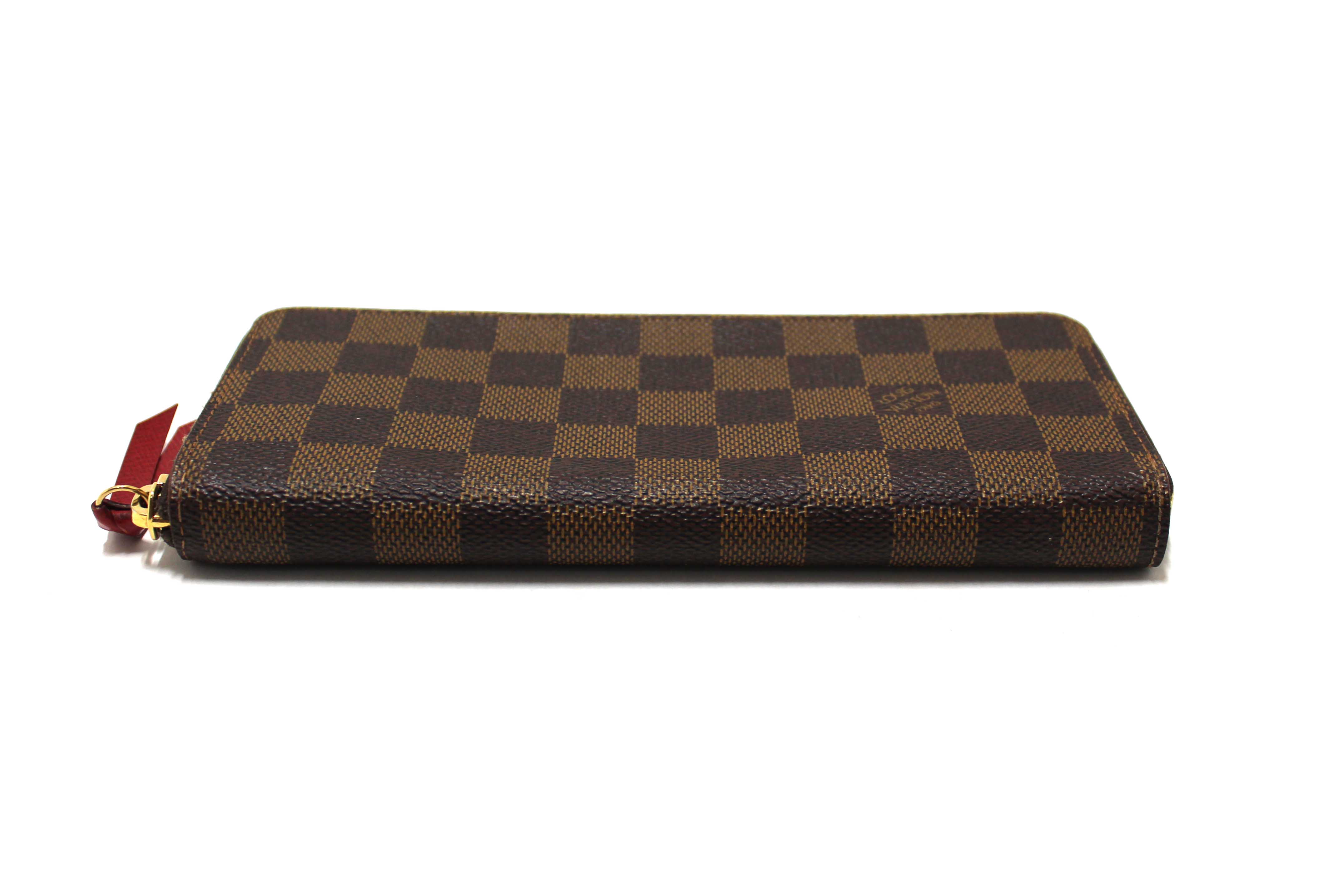 Authentic Louis Vuitton Damier Ebene Canvas Clemence Zippy Wallet