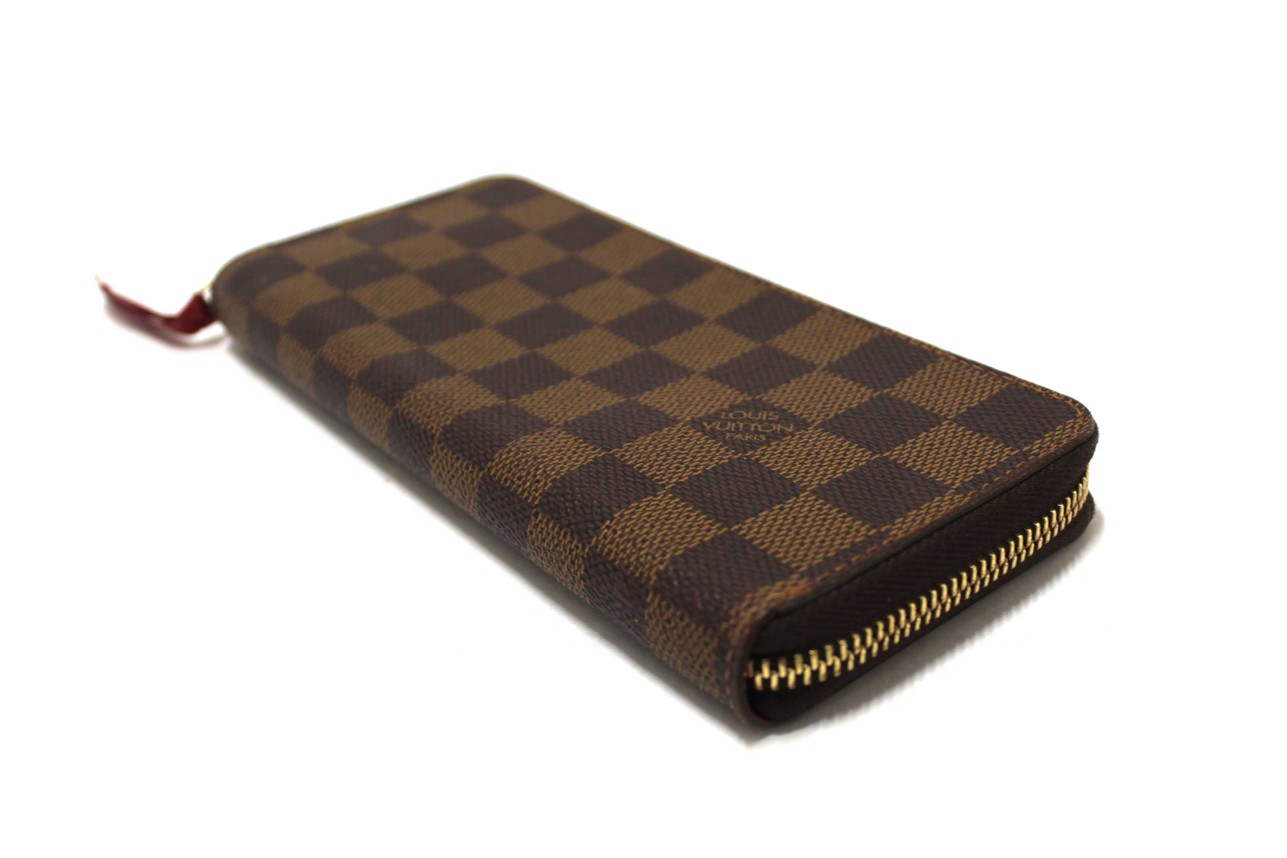 Authentic Louis Vuitton Damier Ebene Canvas Clemence Zippy Wallet