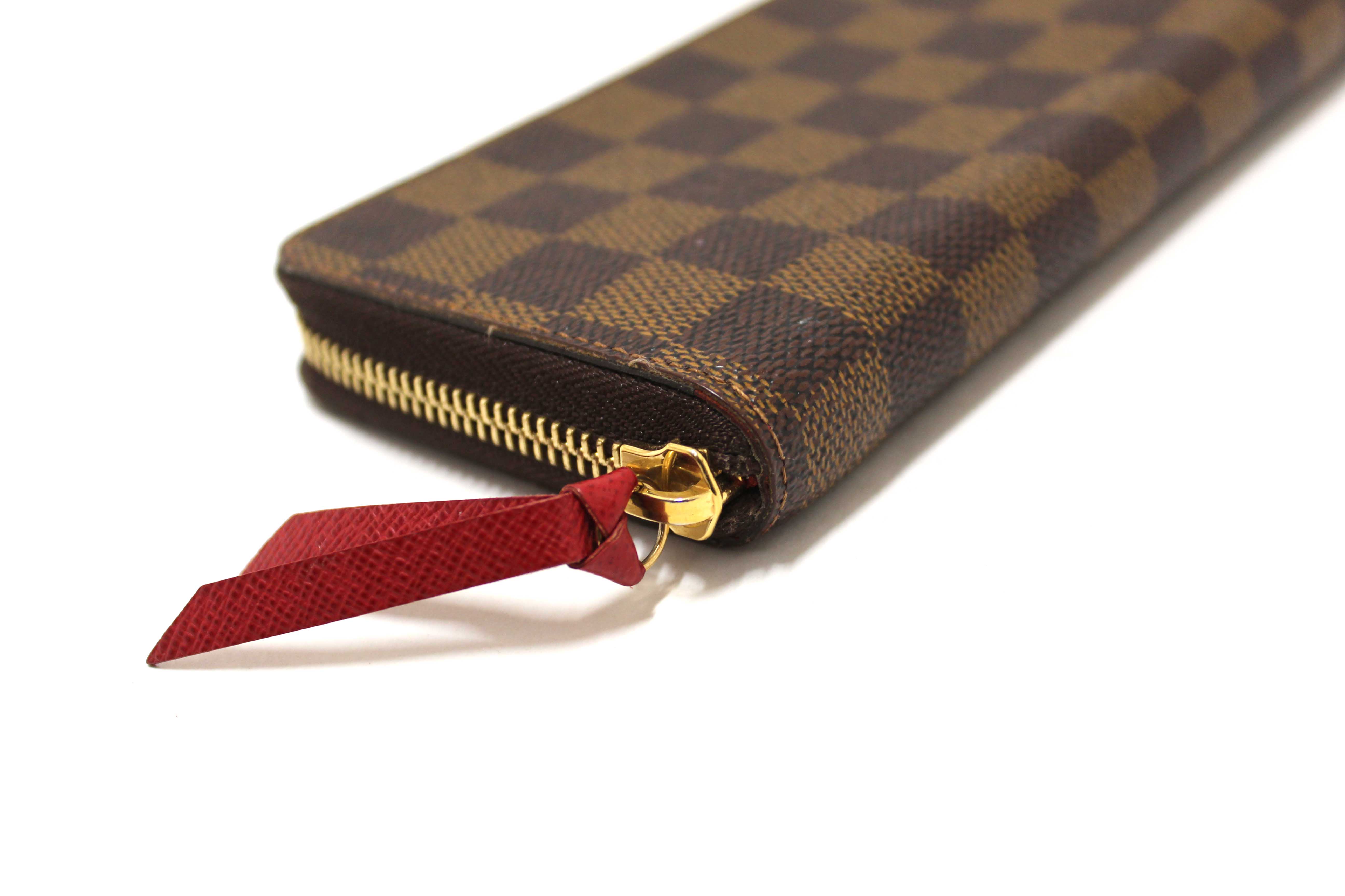 Authentic Louis Vuitton Damier Ebene Canvas Clemence Zippy Wallet